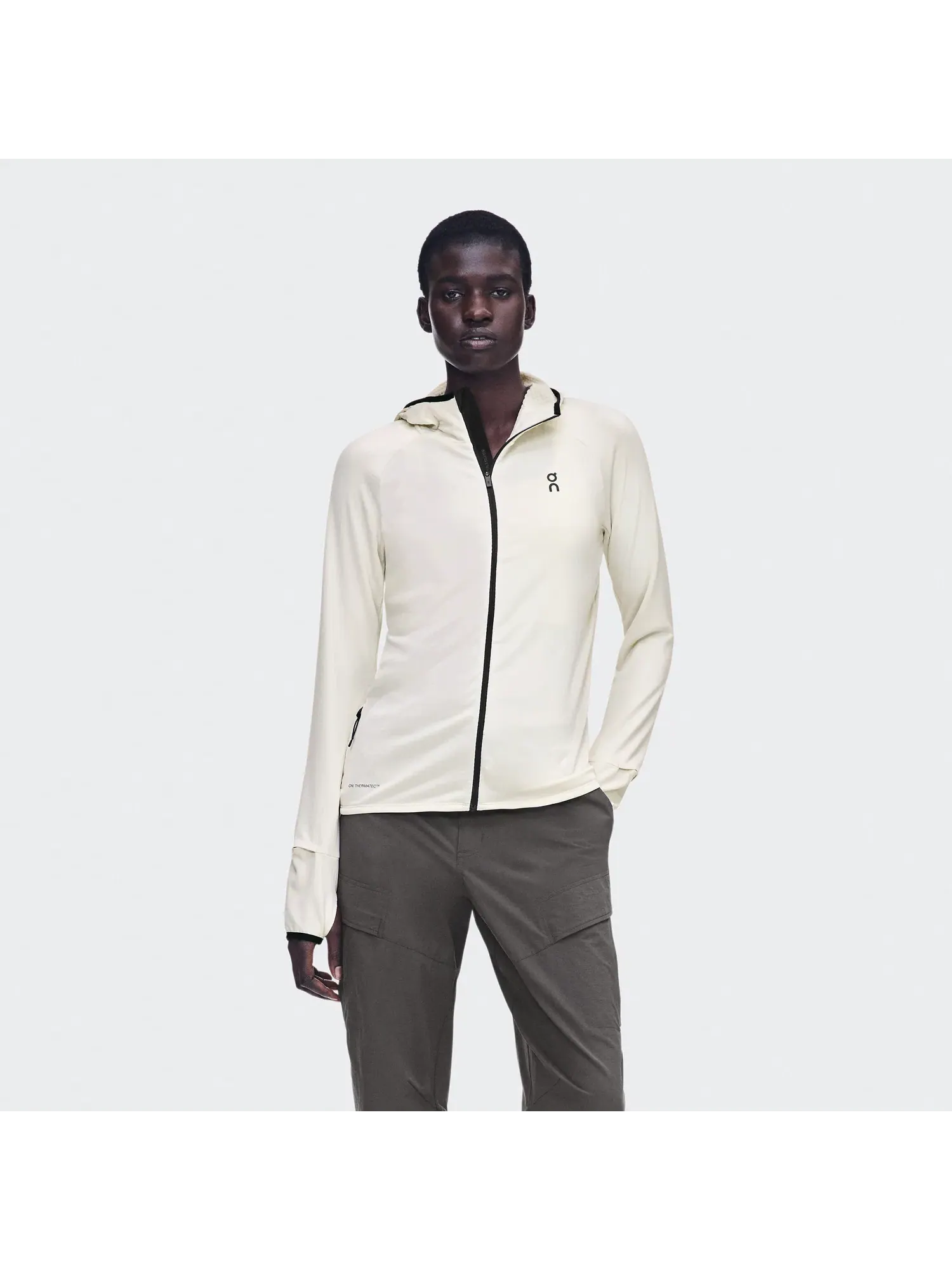 Женское худи с капюшоном на молнии утепленное Climate Zip Hoodie On, Hare — 10