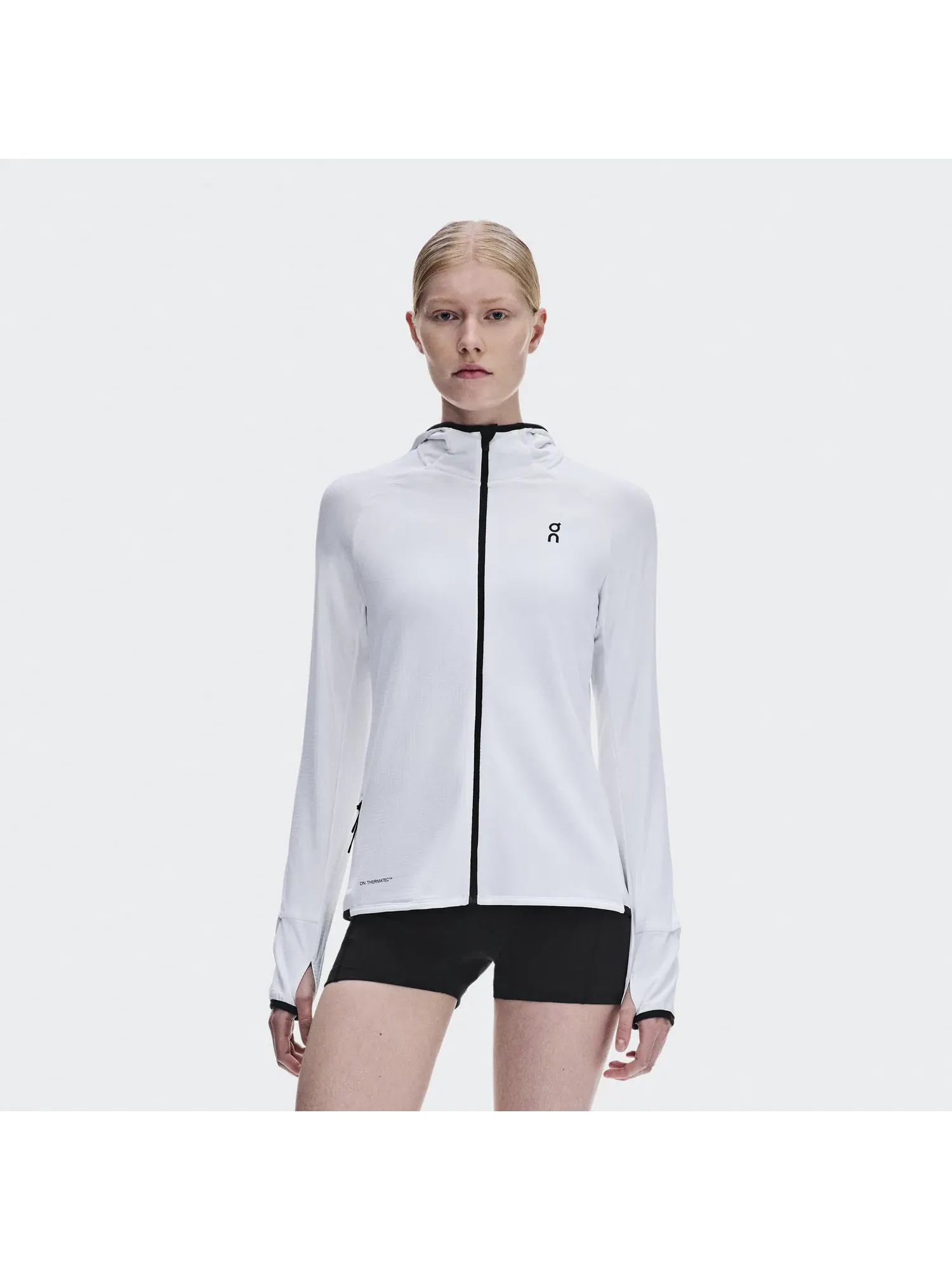 Женское худи с капюшоном на молнии утепленное Climate Zip Hoodie On White — 10