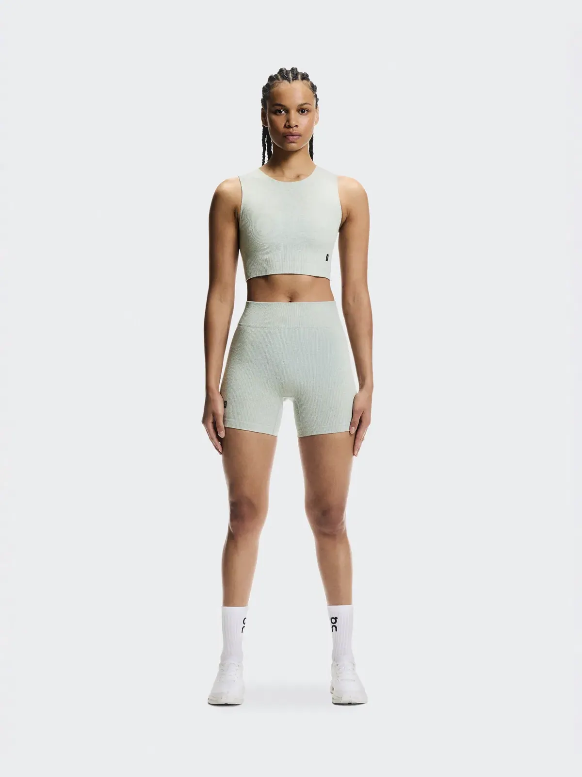 Женский кроп-топ с принтом меланж Studio Knit Crop On, Mineral Heather — 2