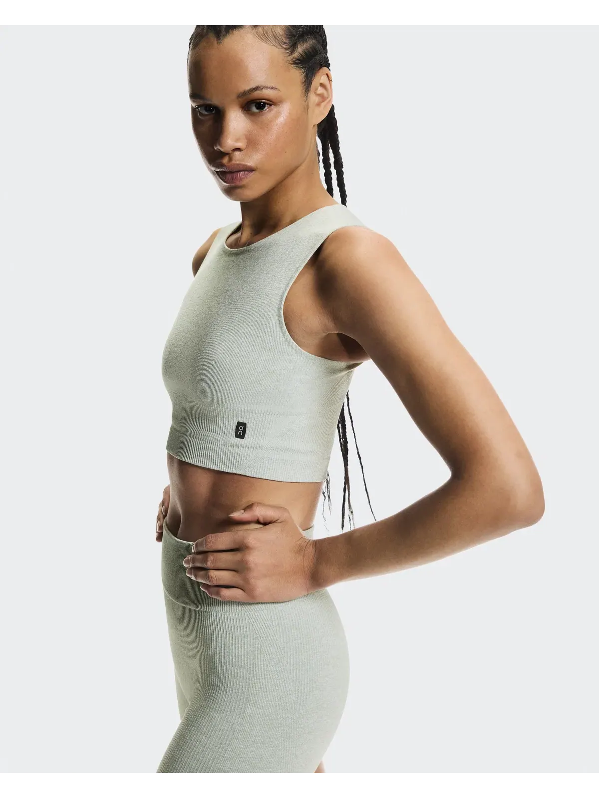 Женский кроп-топ с принтом меланж Studio Knit Crop On, Mineral Heather — 4