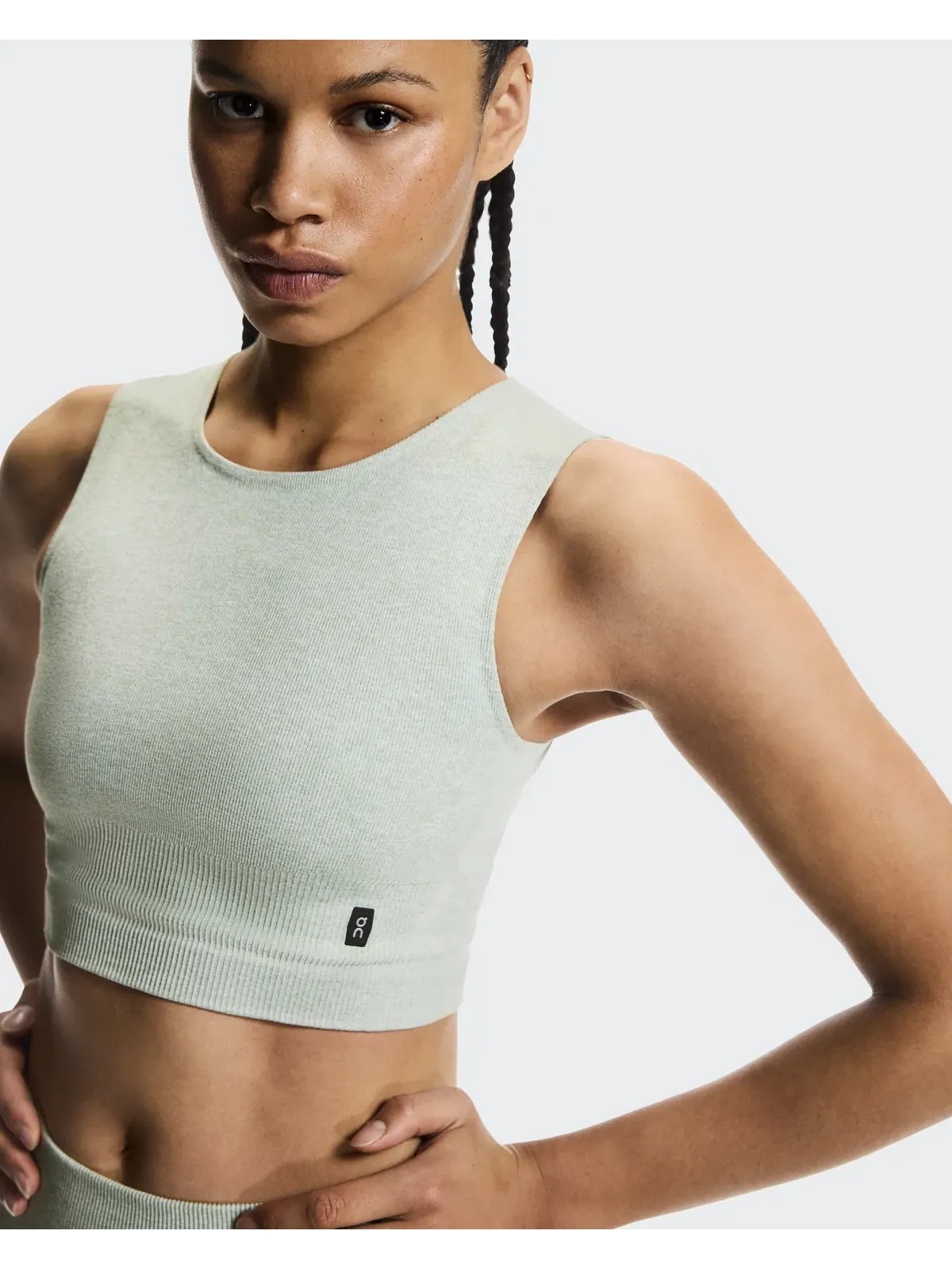 Женский кроп-топ с принтом меланж Studio Knit Crop On, Mineral Heather — 7