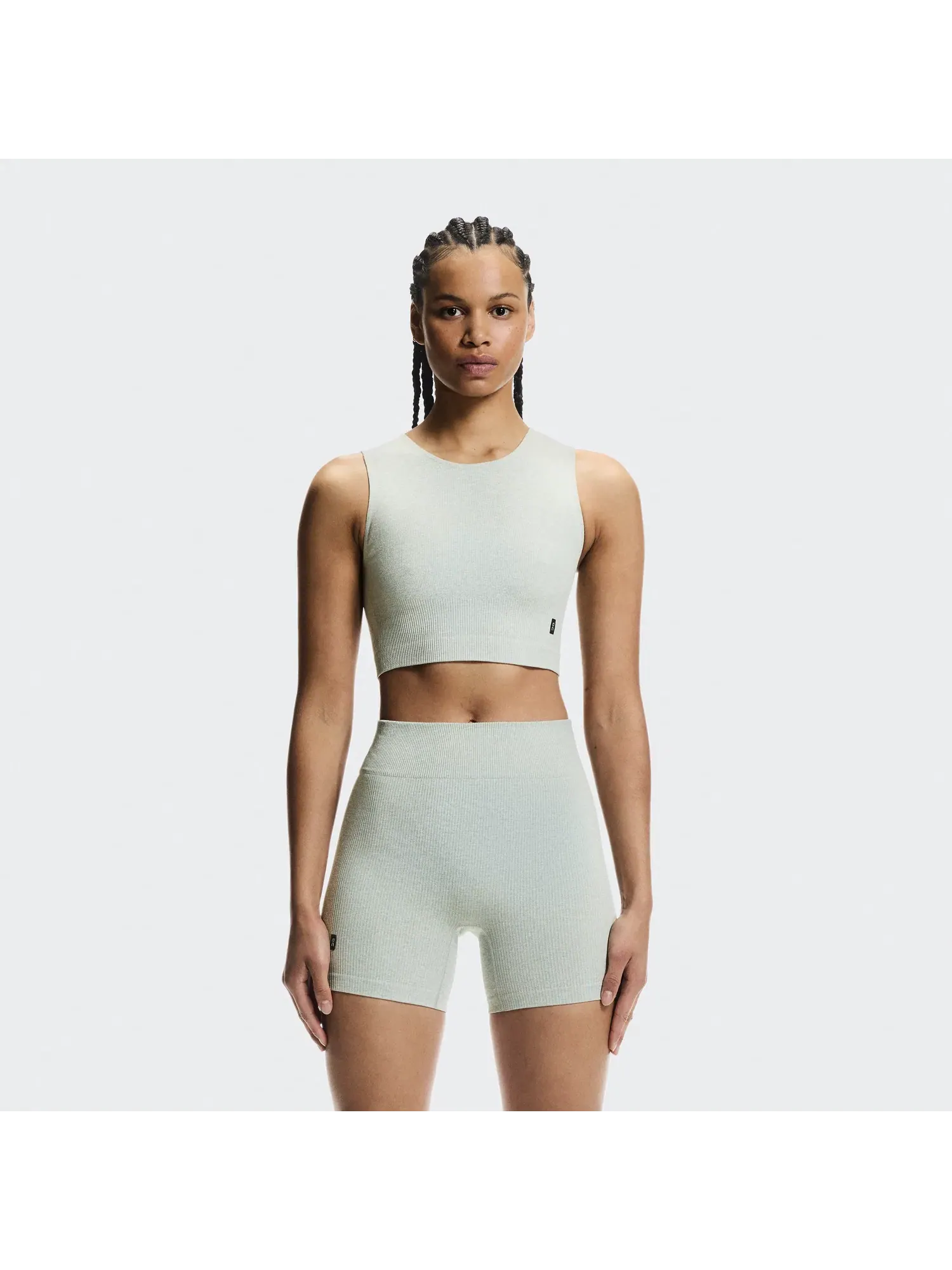Женский кроп-топ с принтом меланж Studio Knit Crop On, Mineral Heather — 8