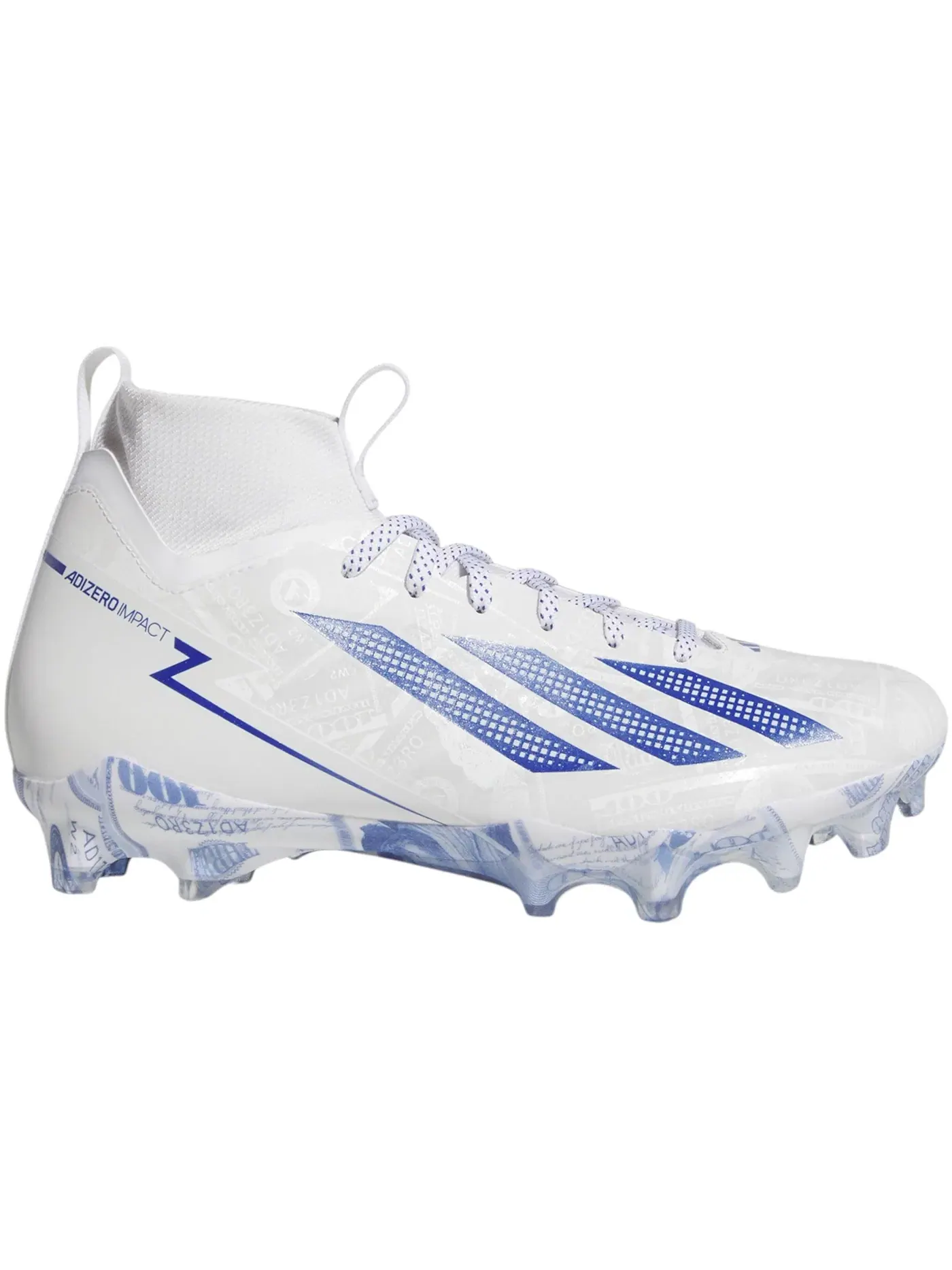 Мужские бутсы с длинным рукавом Adizero Impact II Adidas — изображение 1 из 1, белый/синий/белый