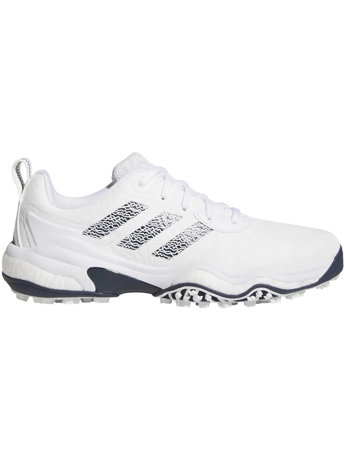 Мужские шиповки для гольфа с шипами без шипов Adidas Codechaos 25 — изображение 1 из 1, белый/темно-синий/белый