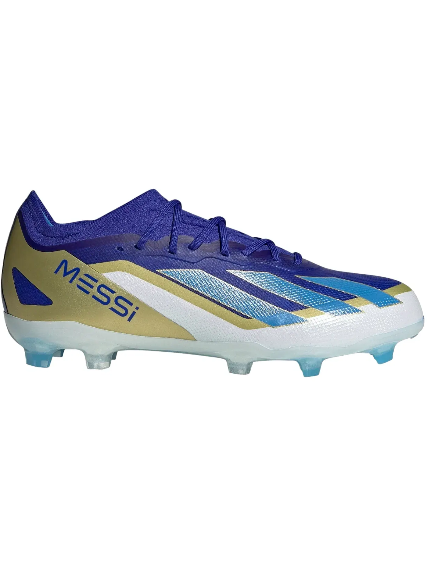 Детские бутсы с принтом Adidas Crazyfast Messi Elite FG — изображение 1 из 1, синий/синий/белый