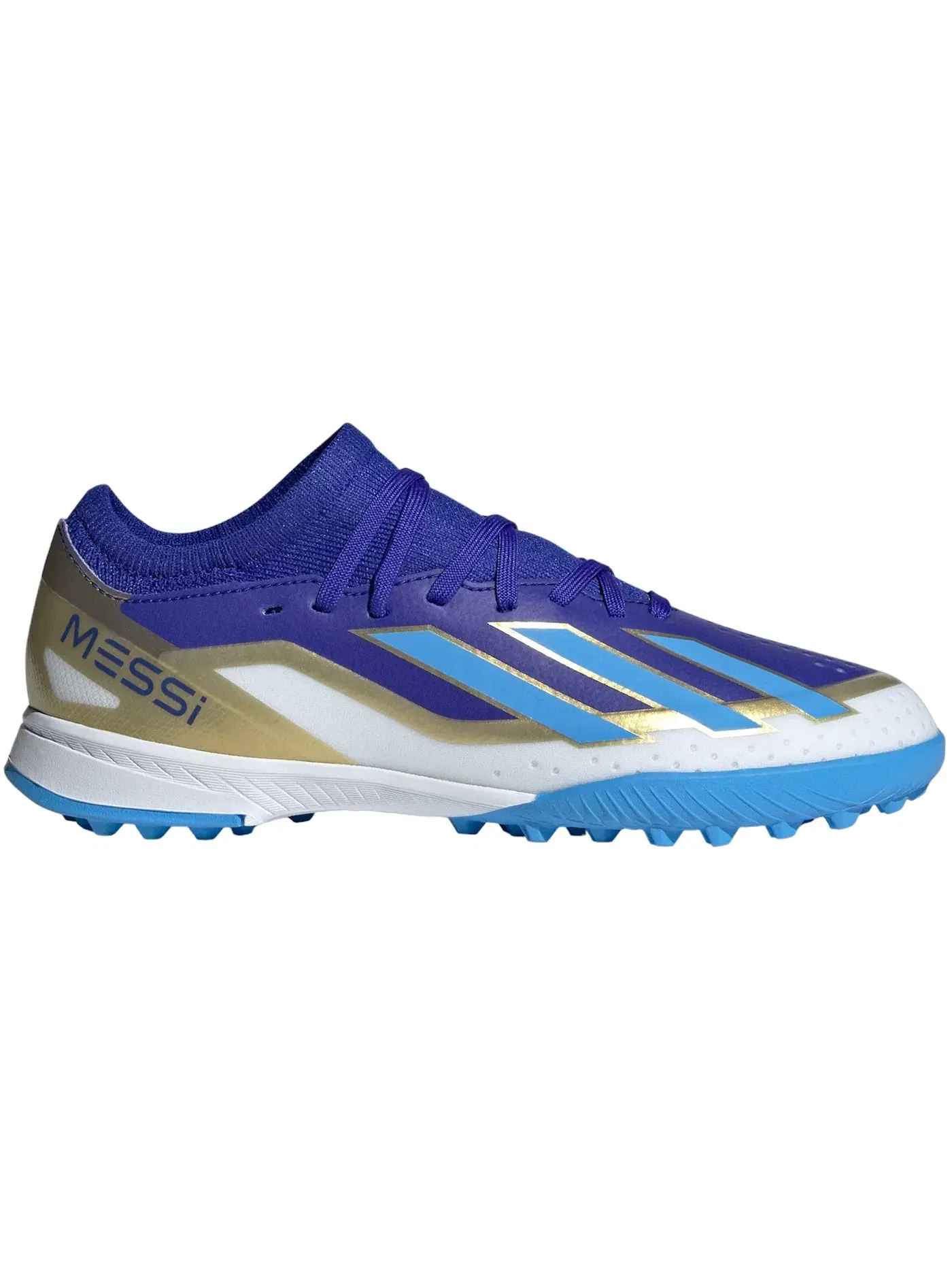 Детские бутсы с шипами Adidas Crazyfast Messi League Turf — изображение 1 из 1, синий/синий/белый