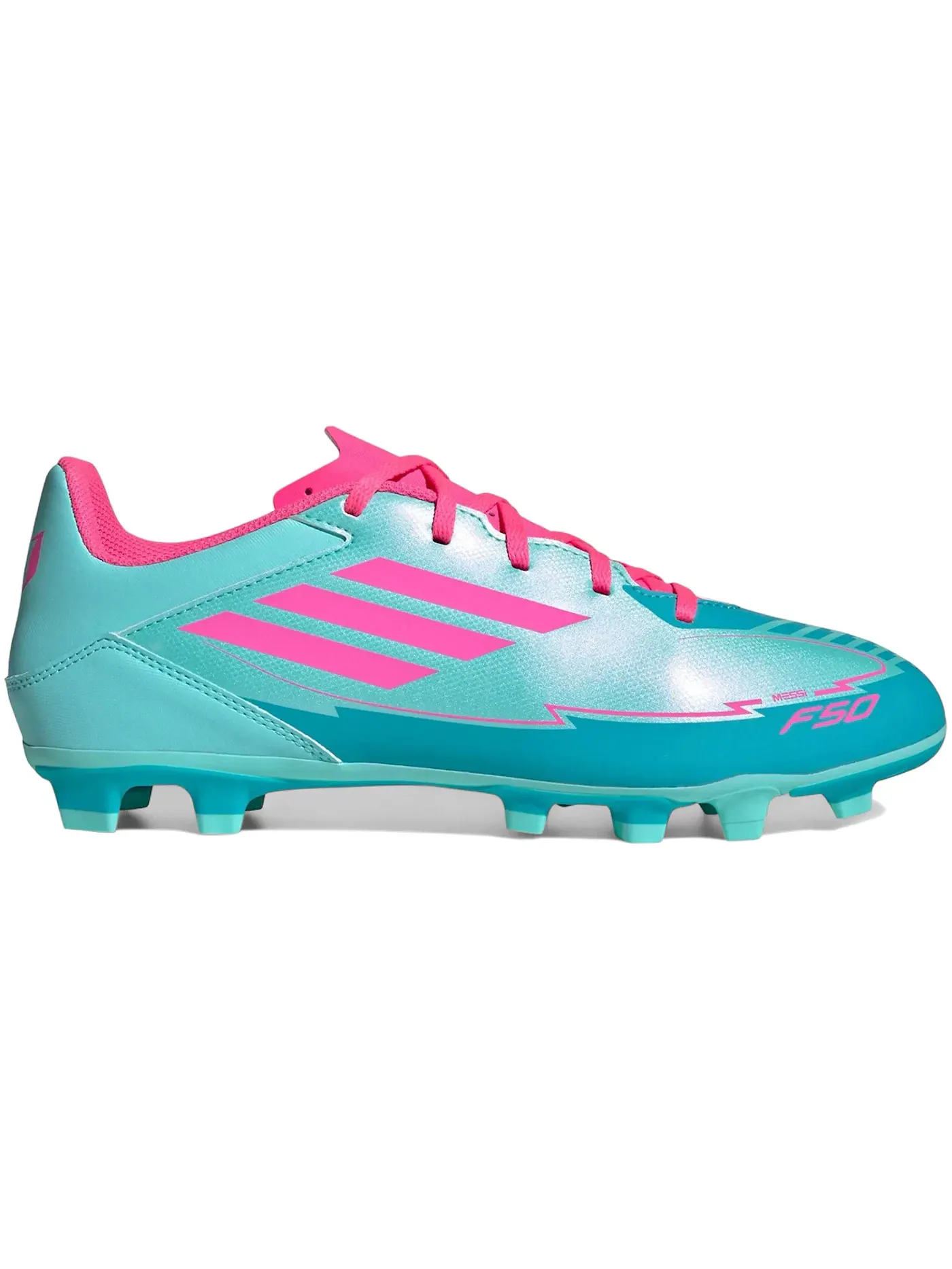 Мужские бутсы с шипами FG/MG Adidas F50 Club Messi Miami — изображение 1 из 1, голубой/розовый/голубой