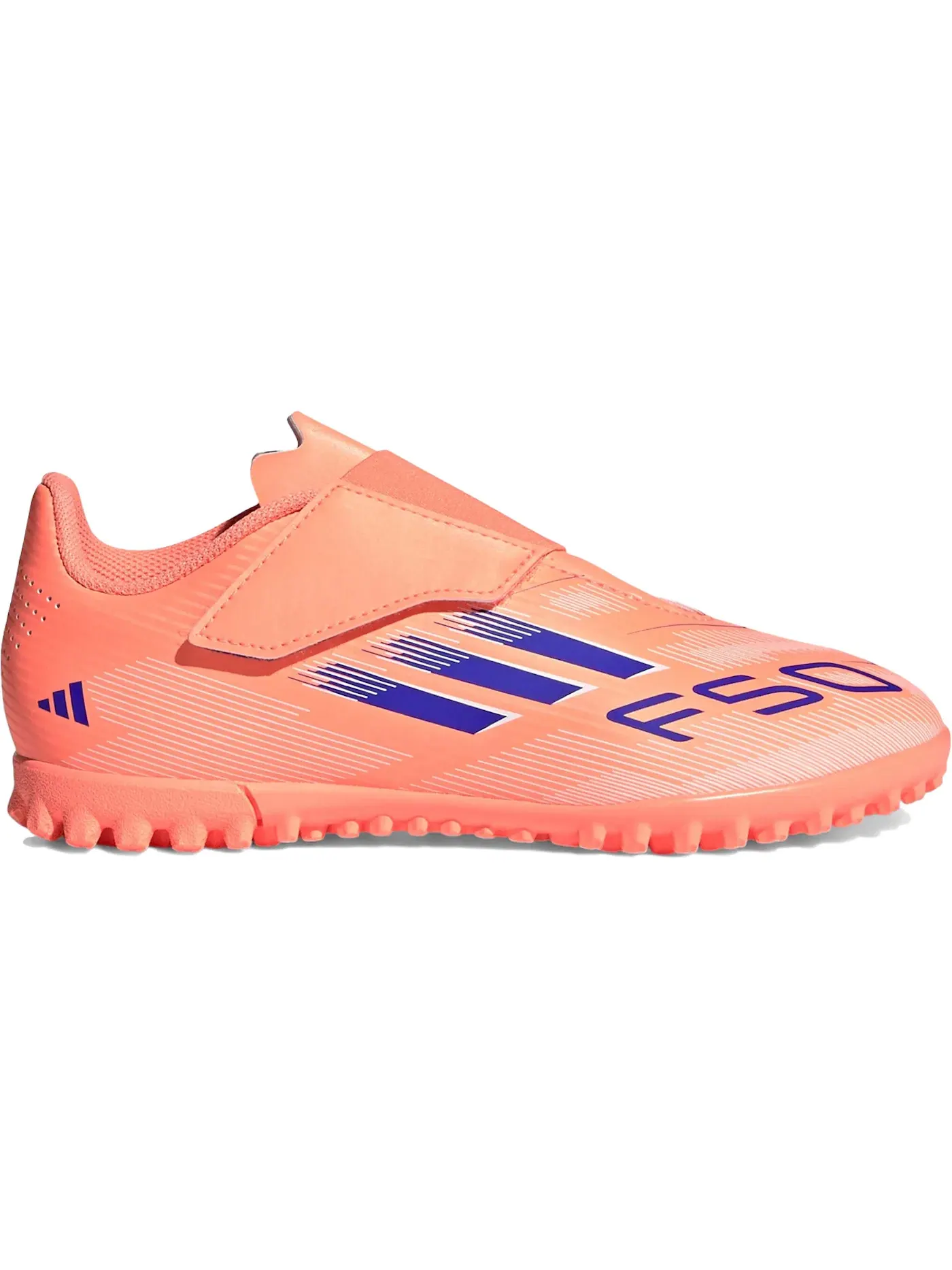 Детские бутсы с фиксацией липучкой Adidas F50 Club Hook-and-Loop TF — изображение 1 из 1, оранжевый/синий/белый