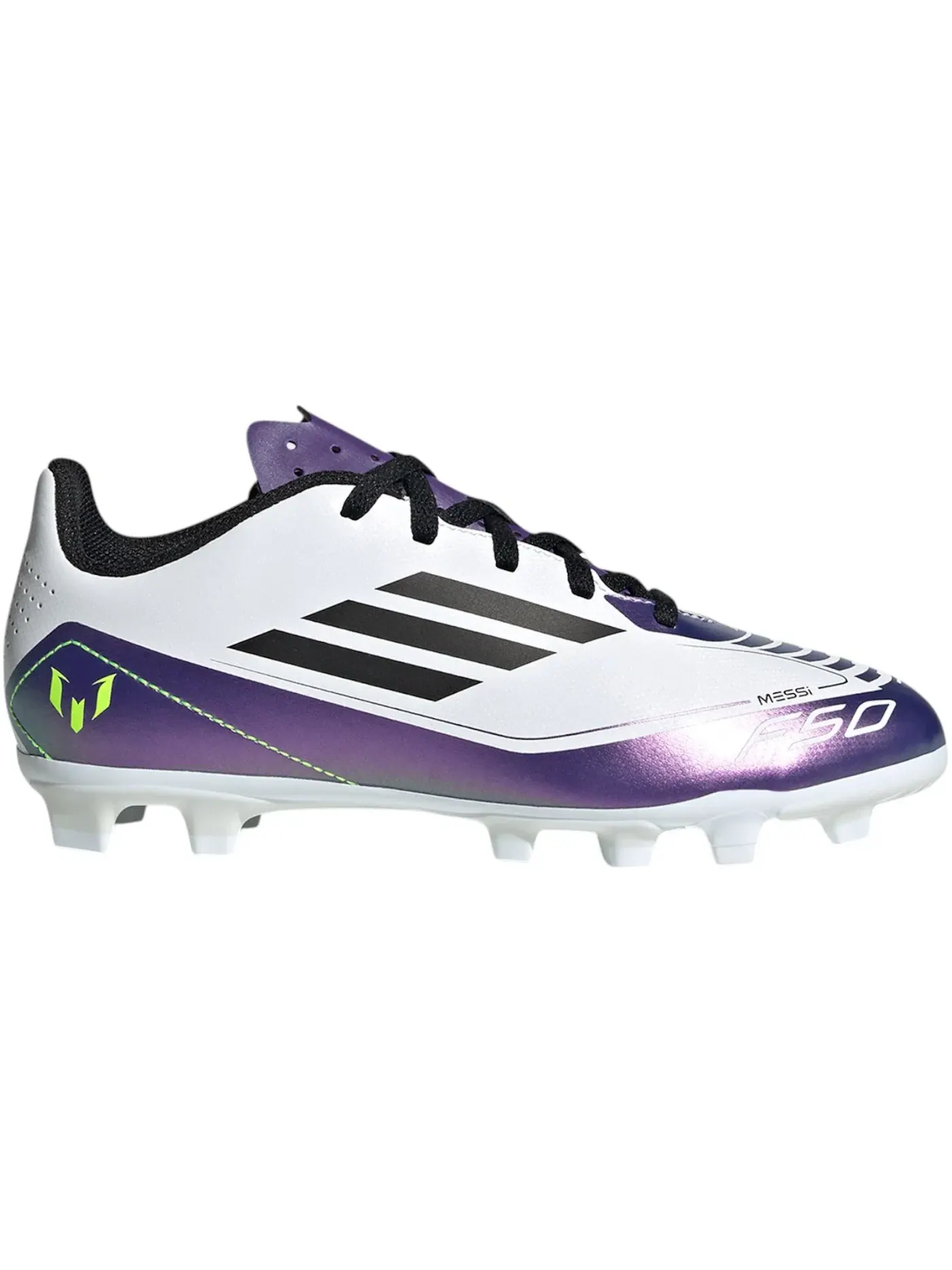 Детские бутсы для мальчиков с длинными шипами Adidas F50 Club Multi-Ground — изображение 1 из 1, белый черный фиолетовый