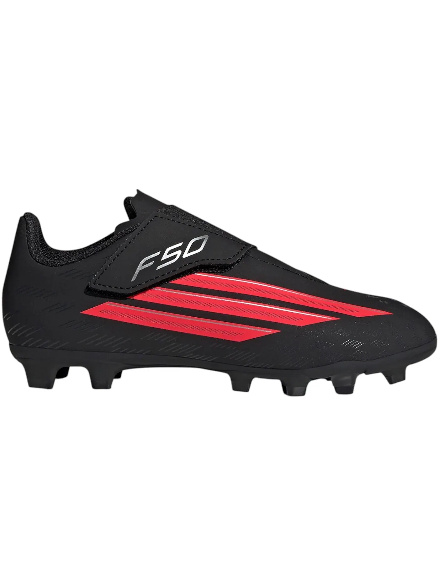 Детские бутсы с липучкой Adidas F50 Club Velcro FG/MG — изображение 1 из 1, черный/красный/черный