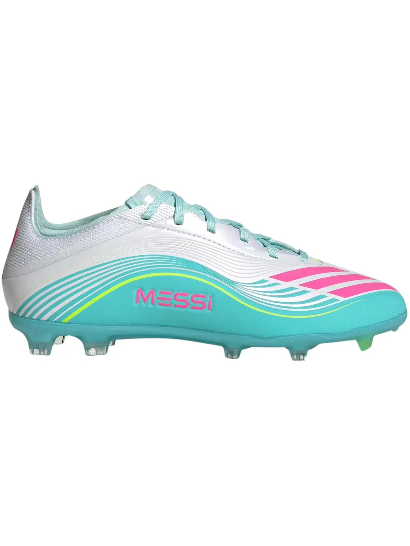 Детские бутсы с принтом Adidas F50 Elite FG — изображение 1 из 1, белый розовый голубой