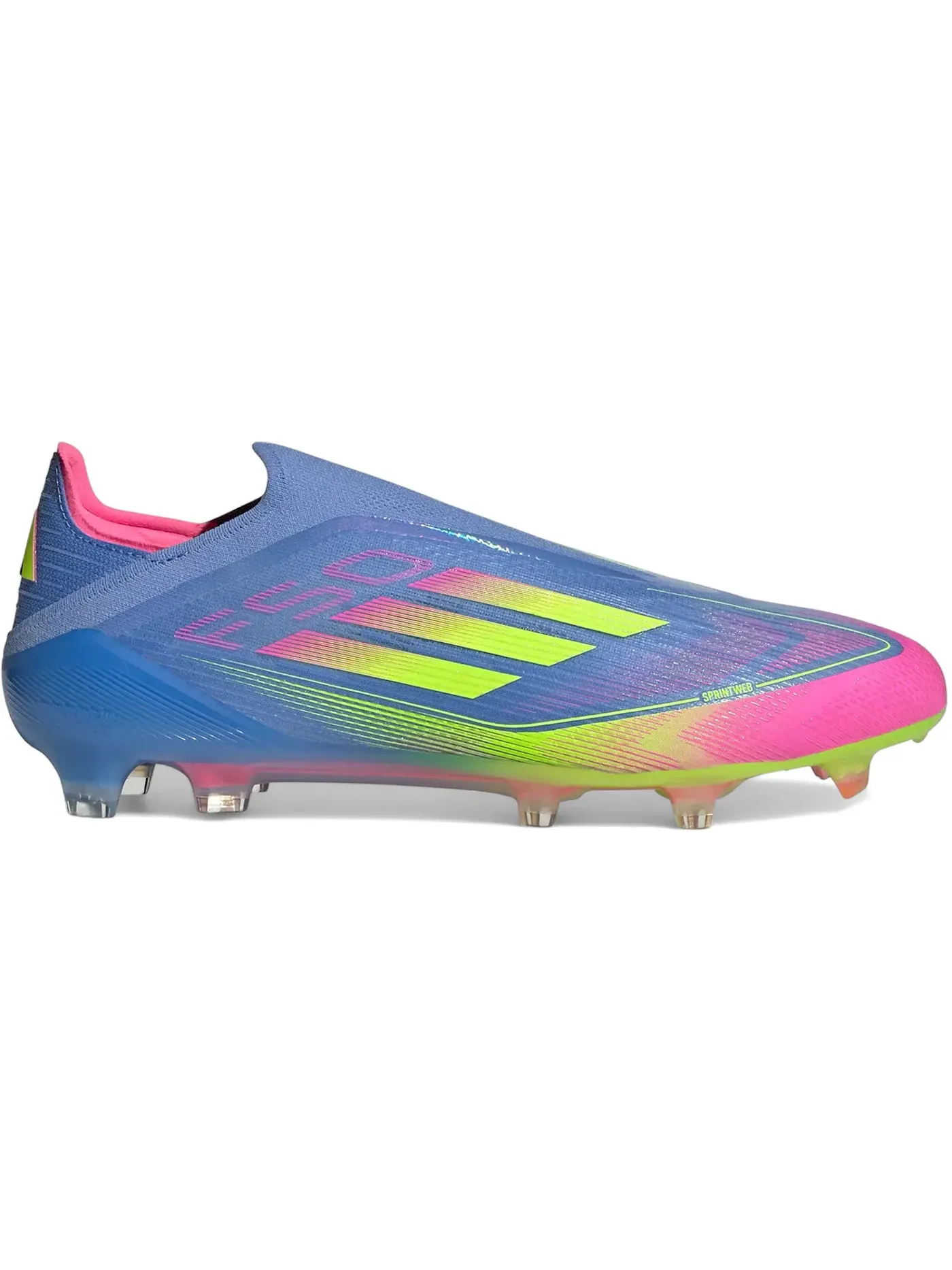 Мужские бутсы с высоким верхом без шнуровки Adidas F50 Elite Laceless FG — изображение 1 из 1, синий//розовый