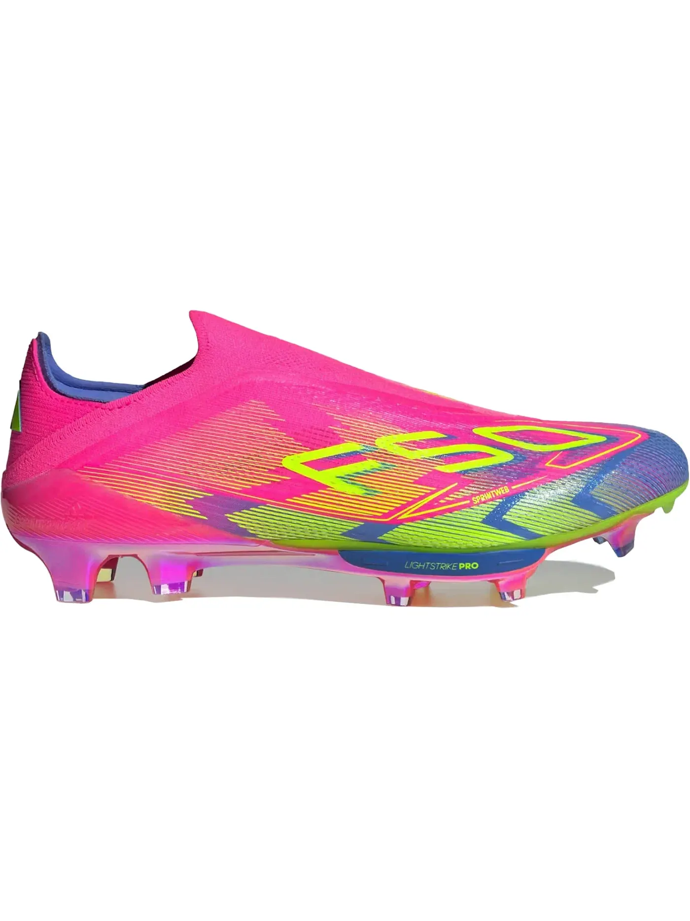 Мужские бутсы без шнуровки Adidas F50+ Elite Laceless FG — изображение 1 из 1, розовый//синий