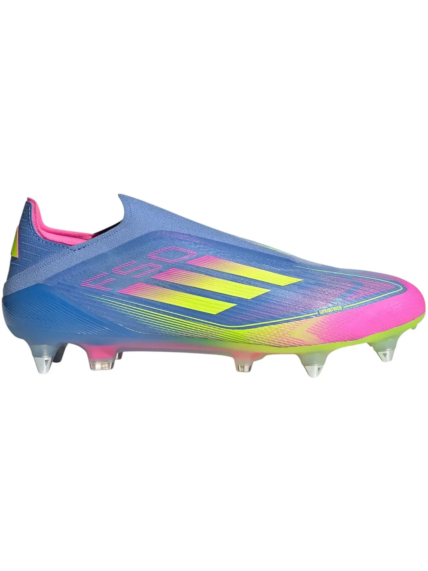 Мужские бутсы футбольные с шипами Adidas F50 Elite Laceless SG — изображение 1 из 1, синий розовый