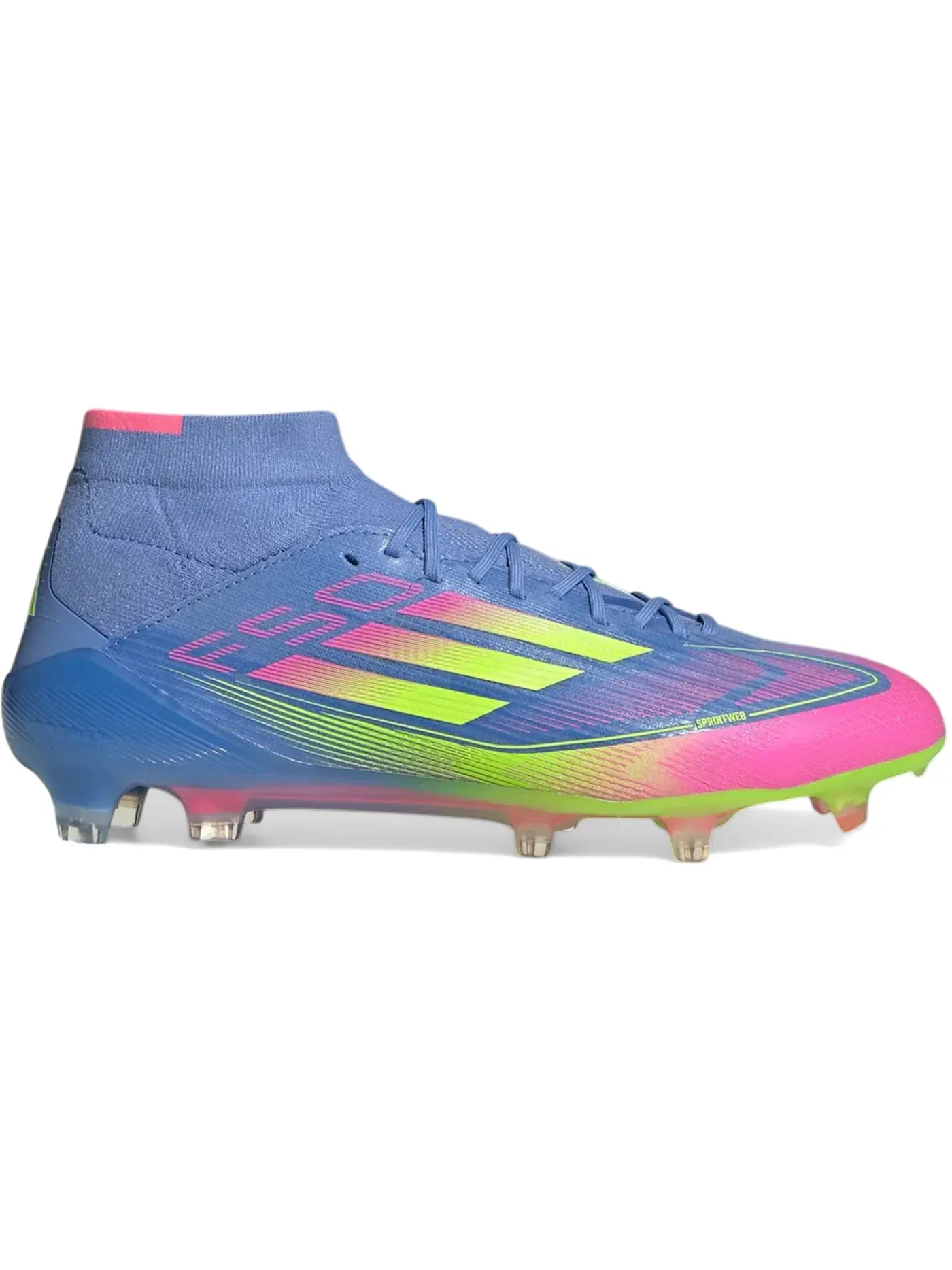 Женские бутсы с высокой посадкой Adidas F50 Elite Mid-Cut FG — изображение 1 из 1, синий//розовый