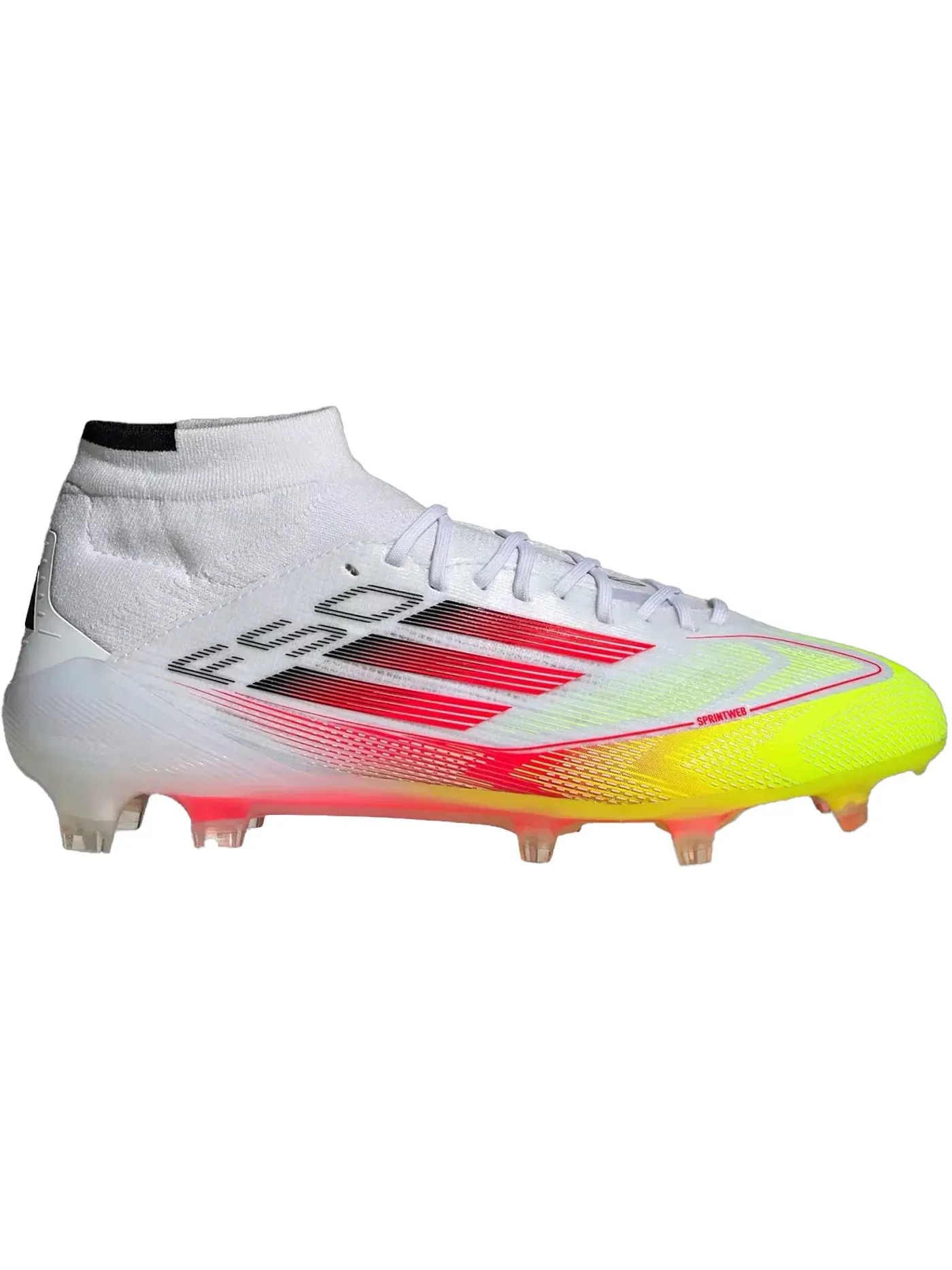 Женские бутсы с высоким голенищем Adidas F50 Elite Mid-Cut FG — изображение 1 из 1, белый красный желтый