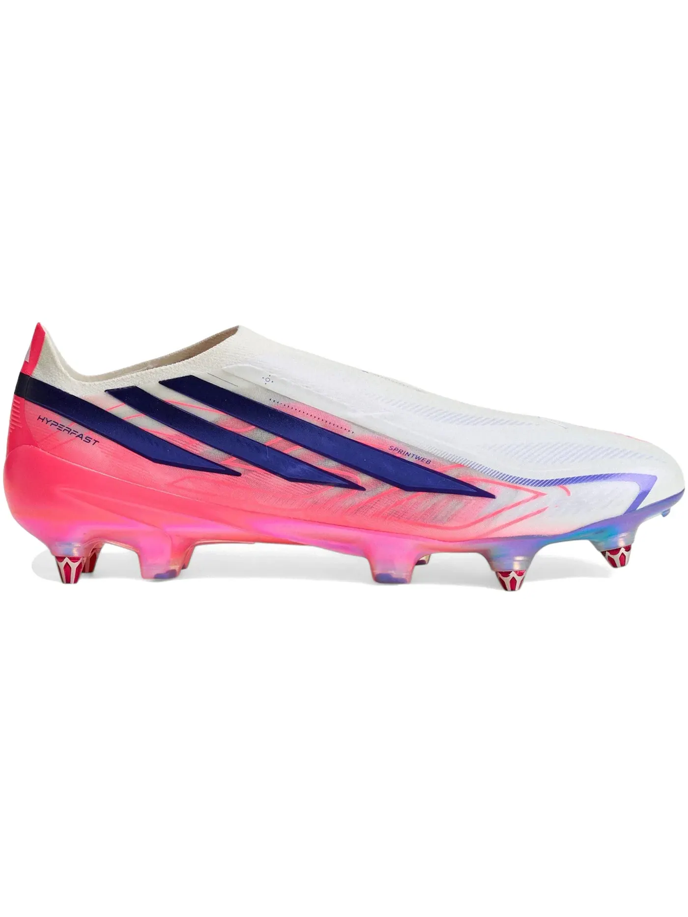 Мужские бутсы с шипами без шнуровки Adidas F50 Hyperfast Elite Laceless SG — изображение 1 из 1, белый/фиолетовый