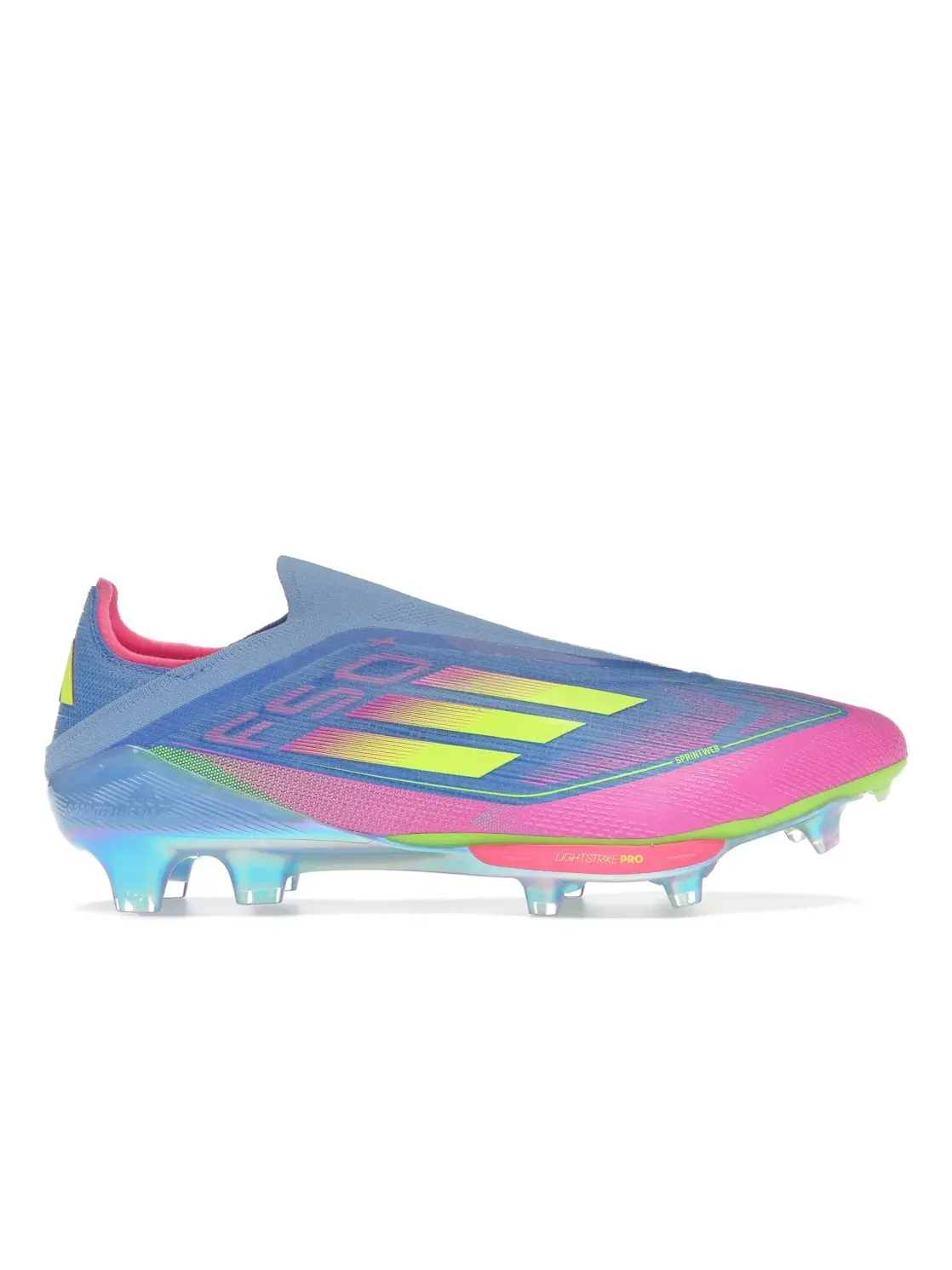Мужские бутсы без шнуровки Adidas F50+ Laceless FG Celestial Victory Pack — изображение 1 из 4, синий розовый