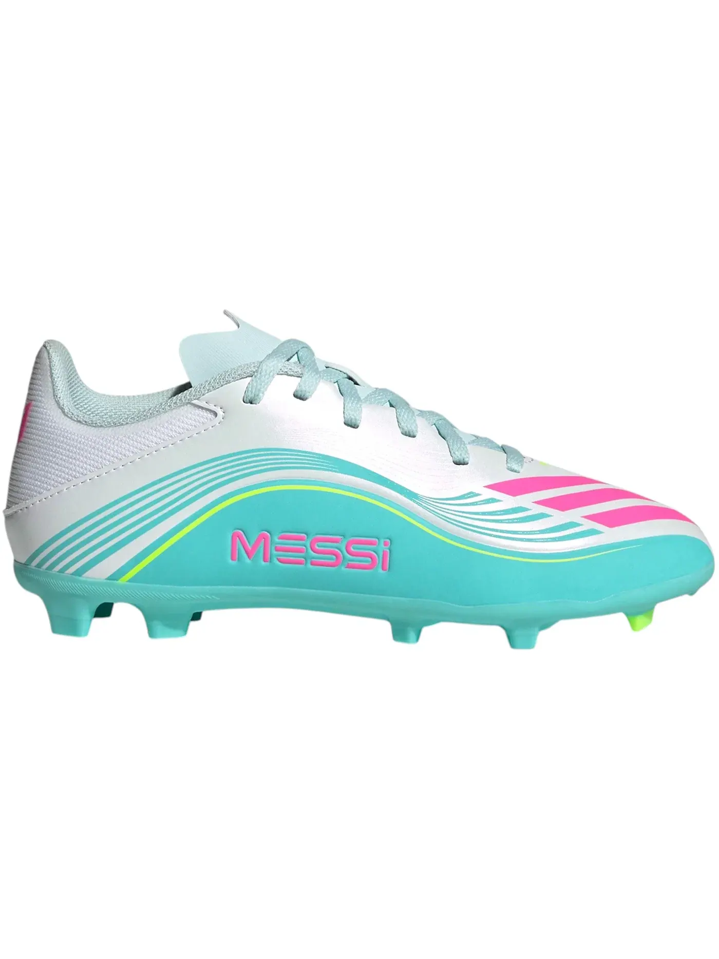 Детские бутсы F50 League FG/MG Adidas — изображение 1 из 1, белый розовый голубой
