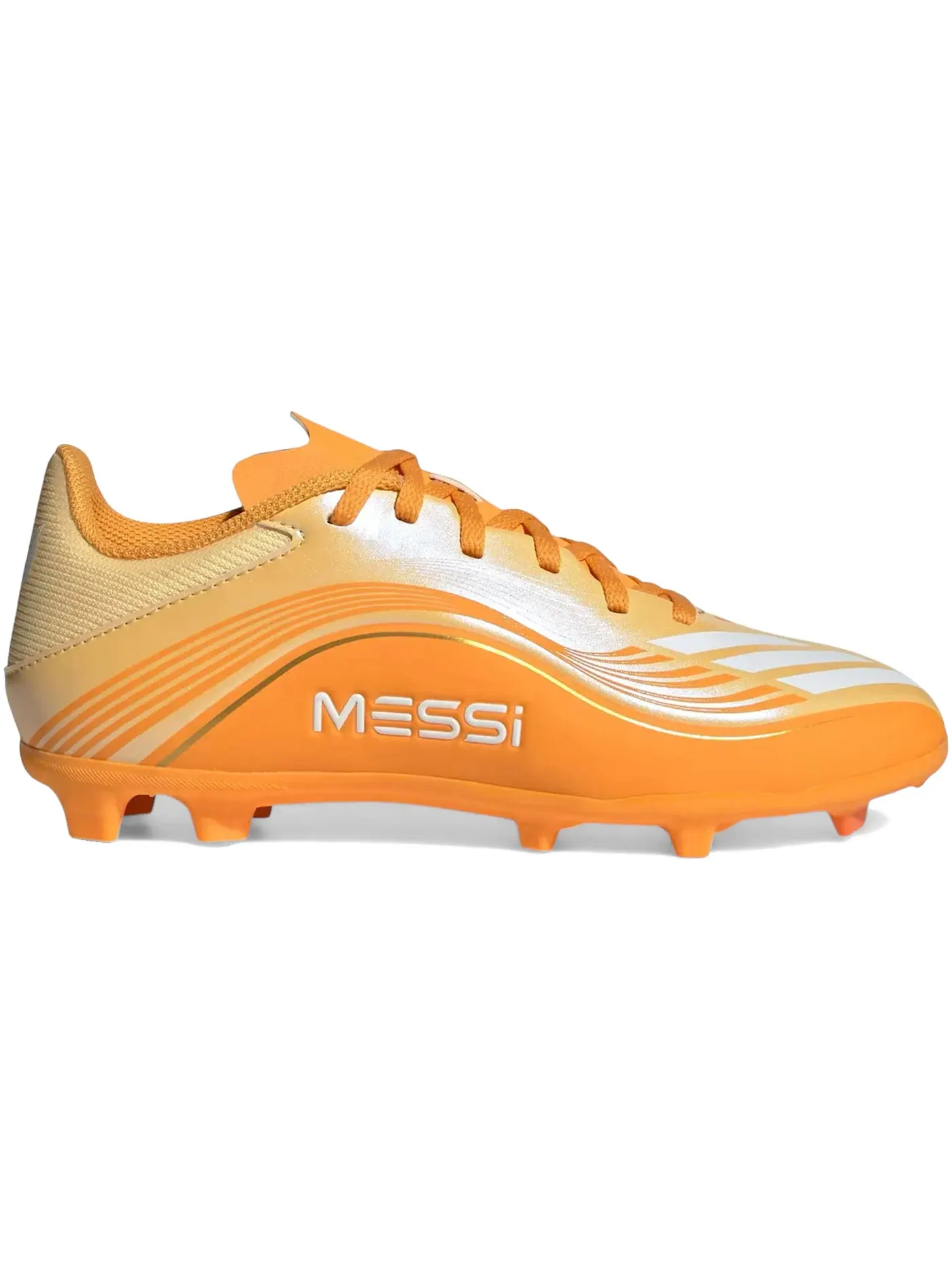 Детские бутсы с шипами Adidas F50 League FG/MG Messi Hora Dorada Pack — изображение 1 из 1, золотистый металлик