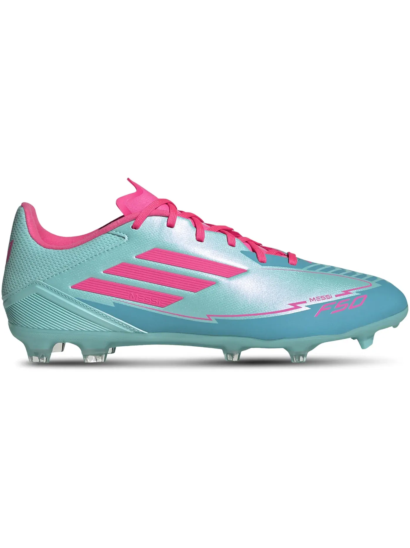 Мужские бутсы с шипами FG/MG Adidas F50 League Messi — изображение 1 из 1, голубой розовый голубой