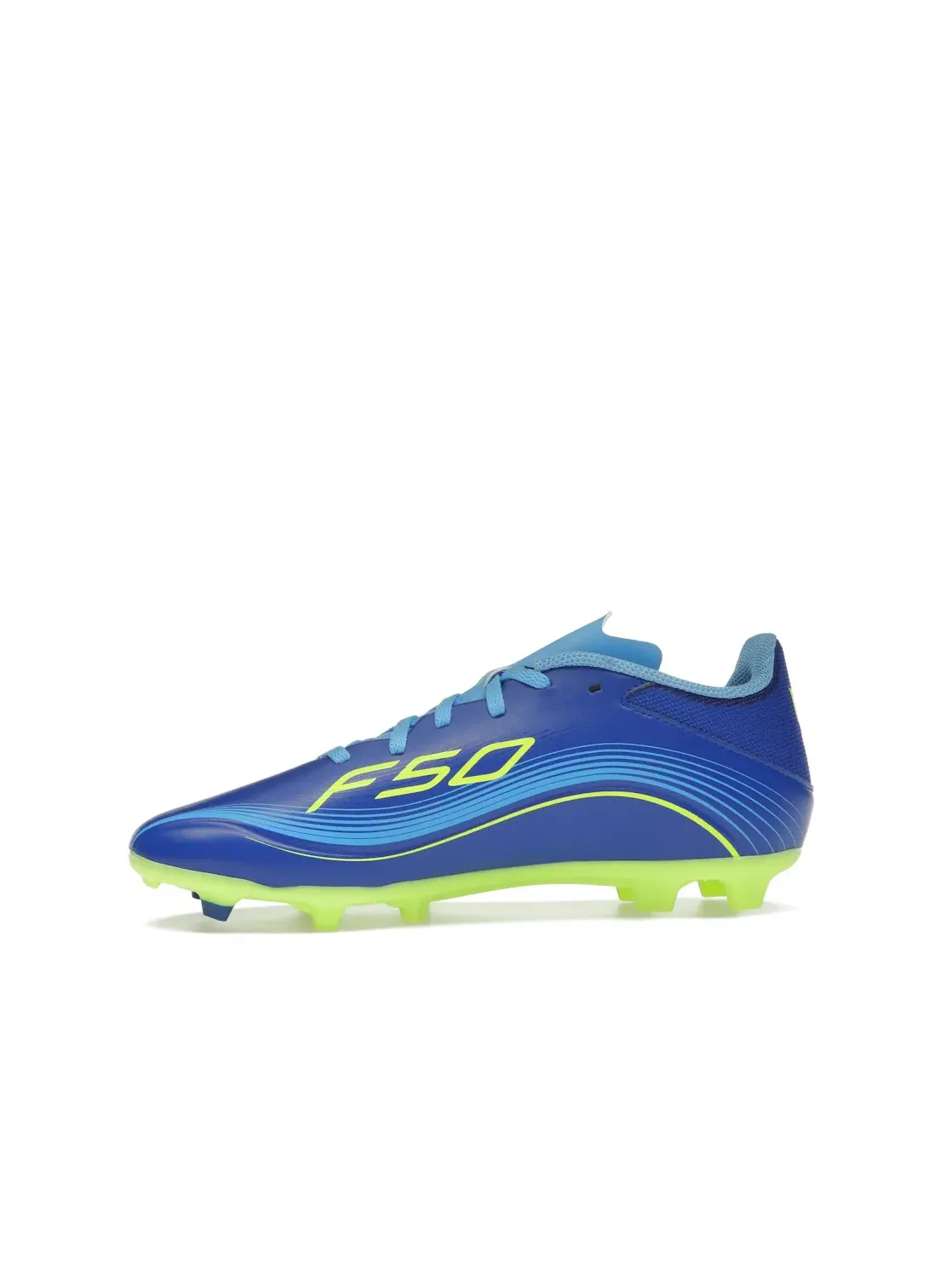 Детские бутсы с шипами Adidas F50 League FG/MG Messi Vis10n Pack — изображение 3 из 4, синий/желтый/синий