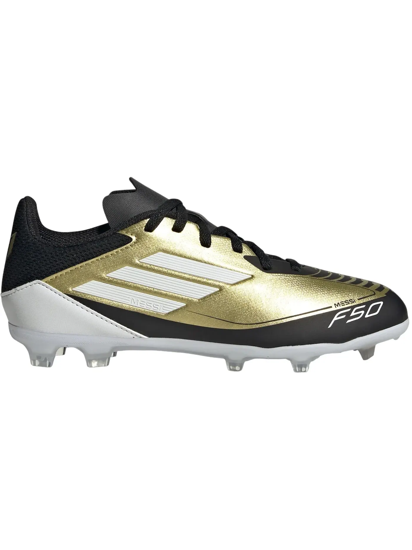 Детские бутсы с твердым и многослойным покрытием Adidas F50 League Firm/Multi-Ground Messi Gold Metallic — изображение 1 из 1