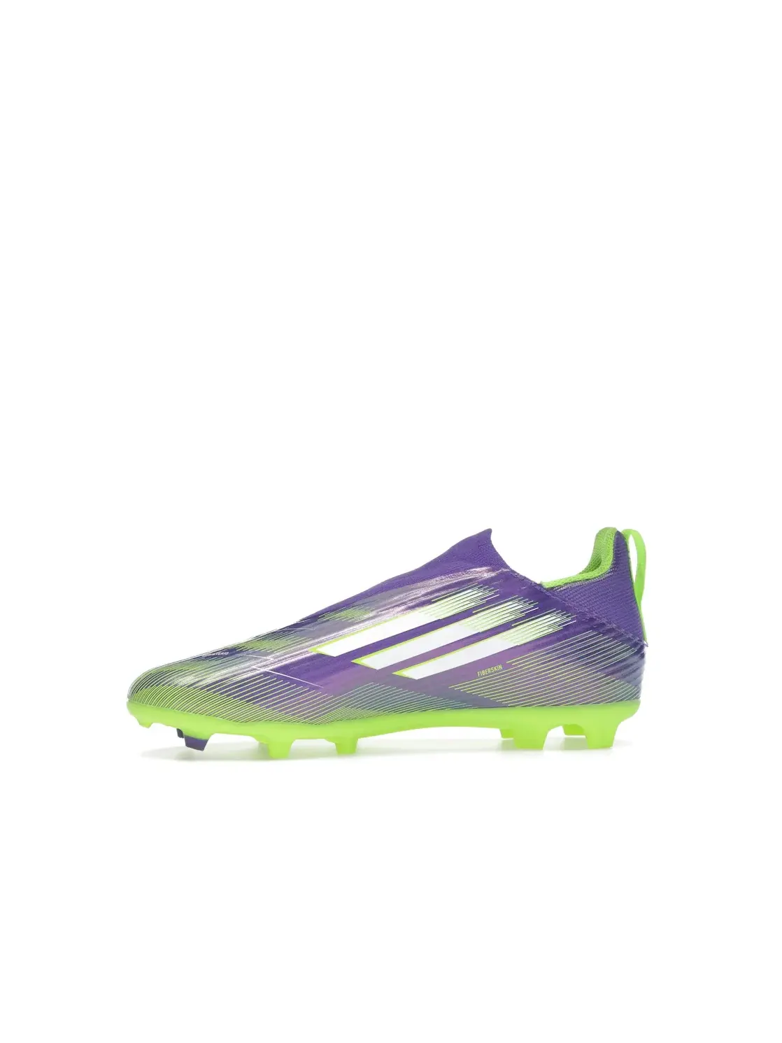 Детские бутсы с шнуровкой без шнурков Adidas F50 League Laceless FG/MG — изображение 3 из 4, фиолетовый белый