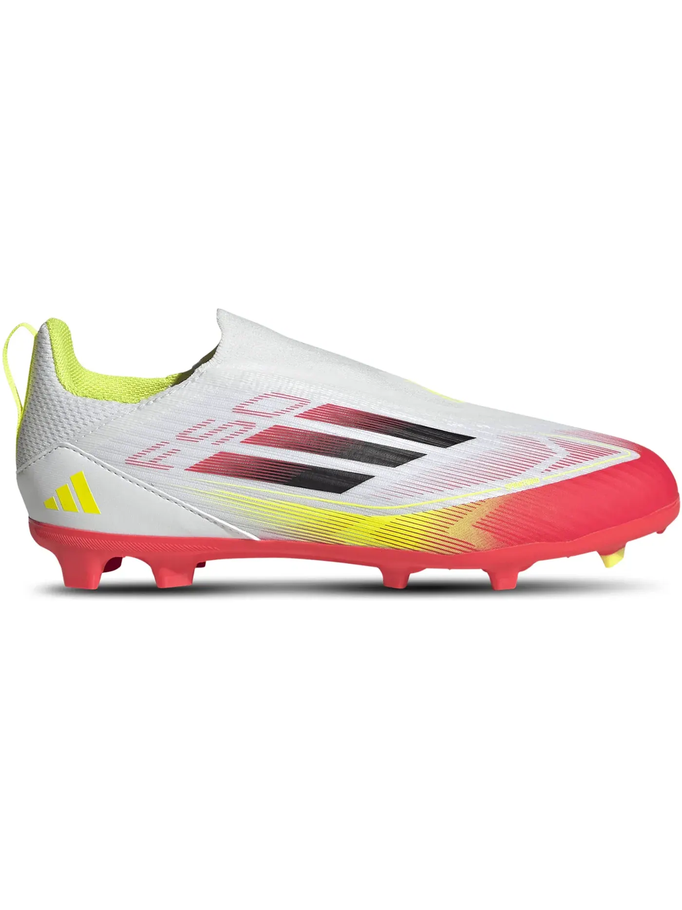 Детские бутсы без шнуровки Adidas F50 League Laceless FG/MG — изображение 1 из 1, белый/черный/желтый