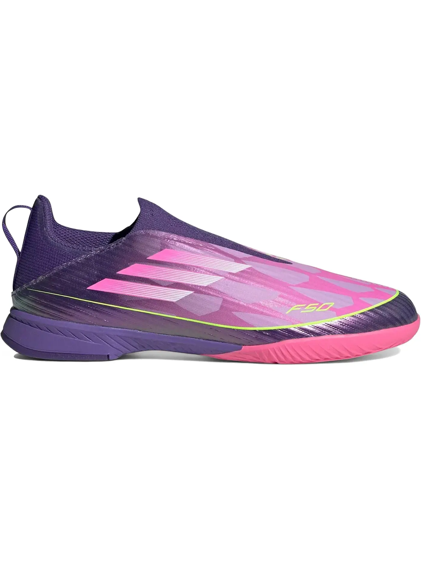 Детские бутсы без шнуровки F50 League Laceless IC Adidas — изображение 1 из 1, фиолетовый/белый