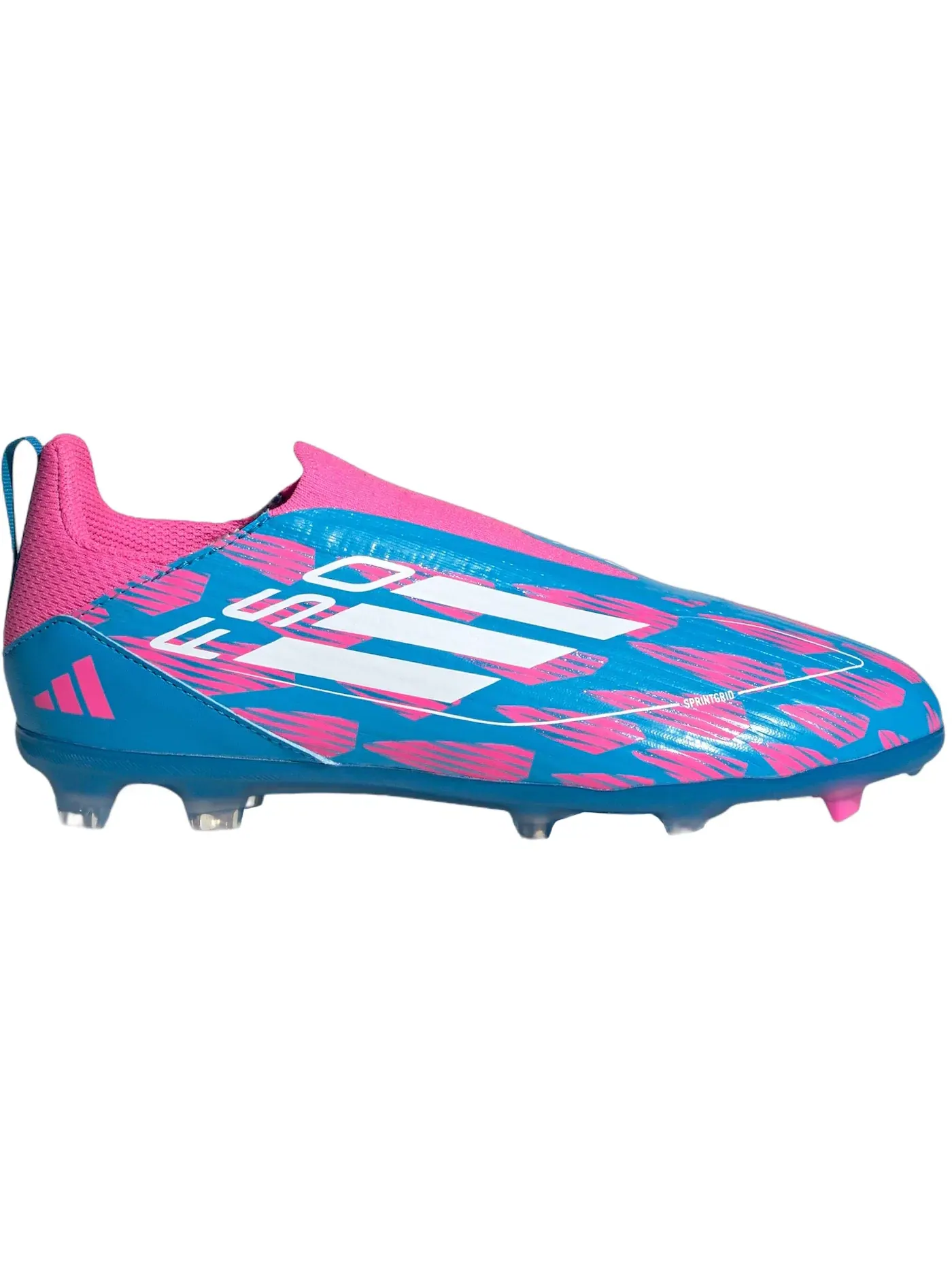 Детские бутсы без шнурков Adidas F50 League Laceless Multi-Ground Adidas — изображение 1 из 1, синий белый розовый