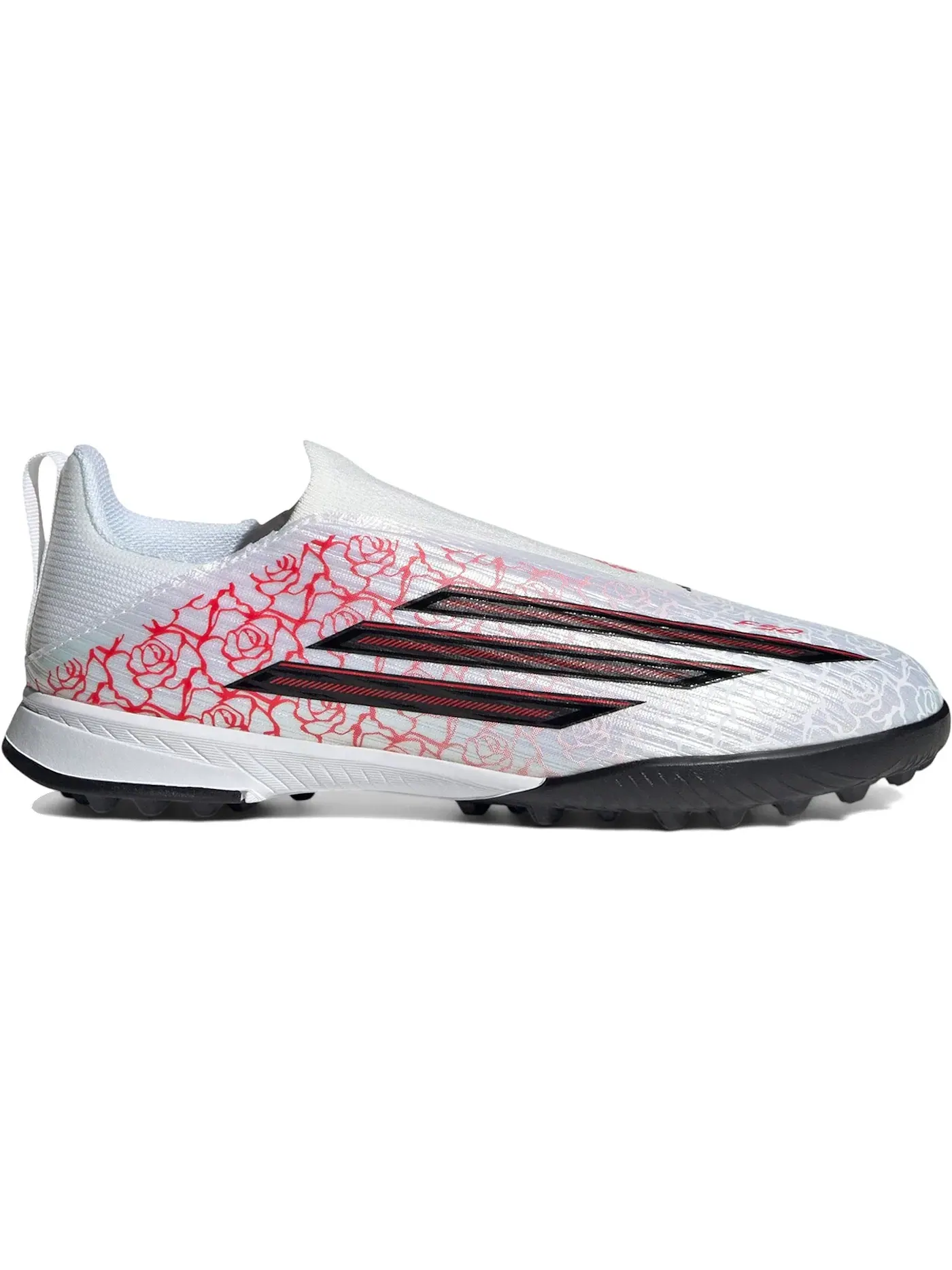 Детские футбольные бутсы без шнуровки F50 League Laceless TF Adidas — изображение 1 из 1, белый черный красный