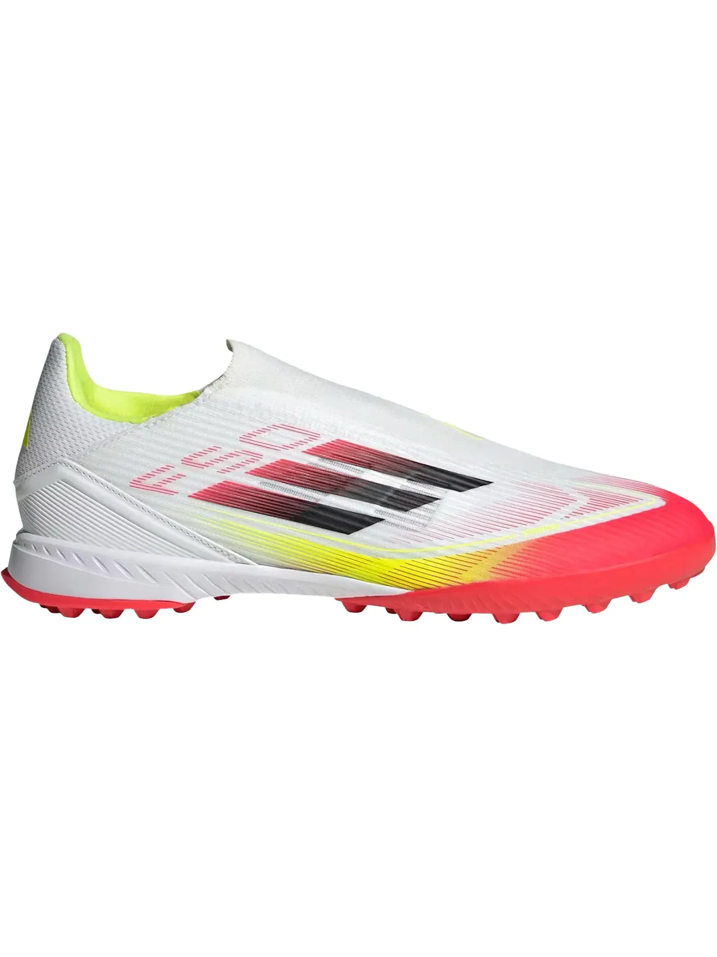 Мужские бутсы с покрытием без шнуровки Adidas F50 League Laceless TF — изображение 1 из 1, белый/черный/желтый