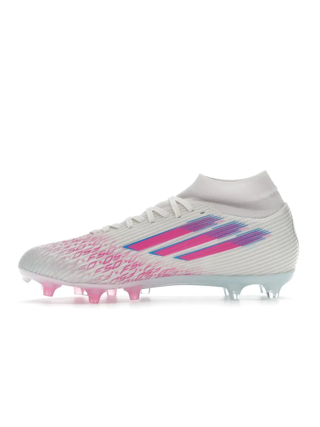 Женские бутсы с высоким вырезом Sparkfusion Adidas F50 League Mid Cut FG AG — изображение 3 из 4, белый розовый белый