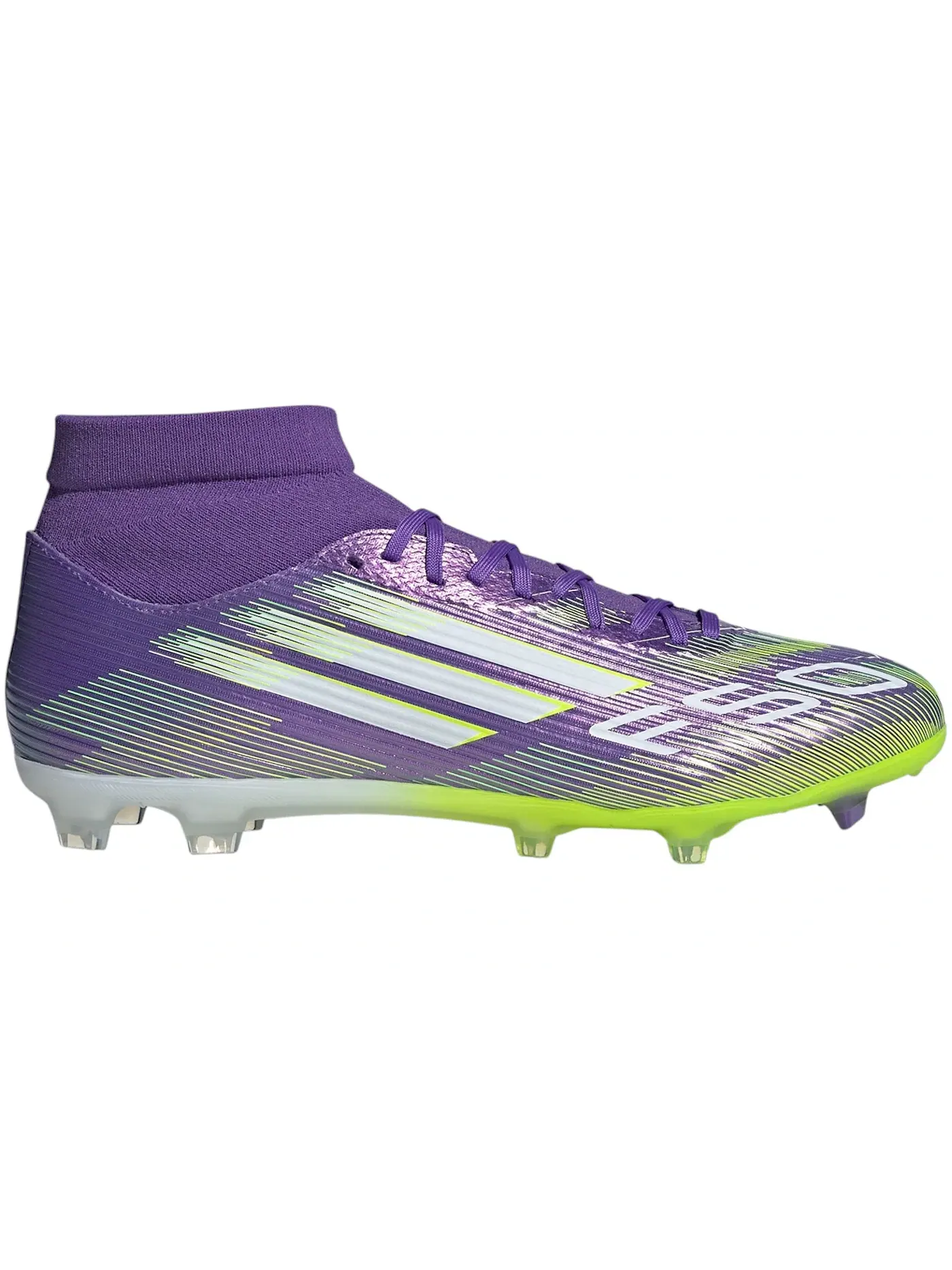 Мужские бутсы с высоким верхом Adidas F50 League Mid-Cut FG/MG — изображение 1 из 1, фиолетовый белый