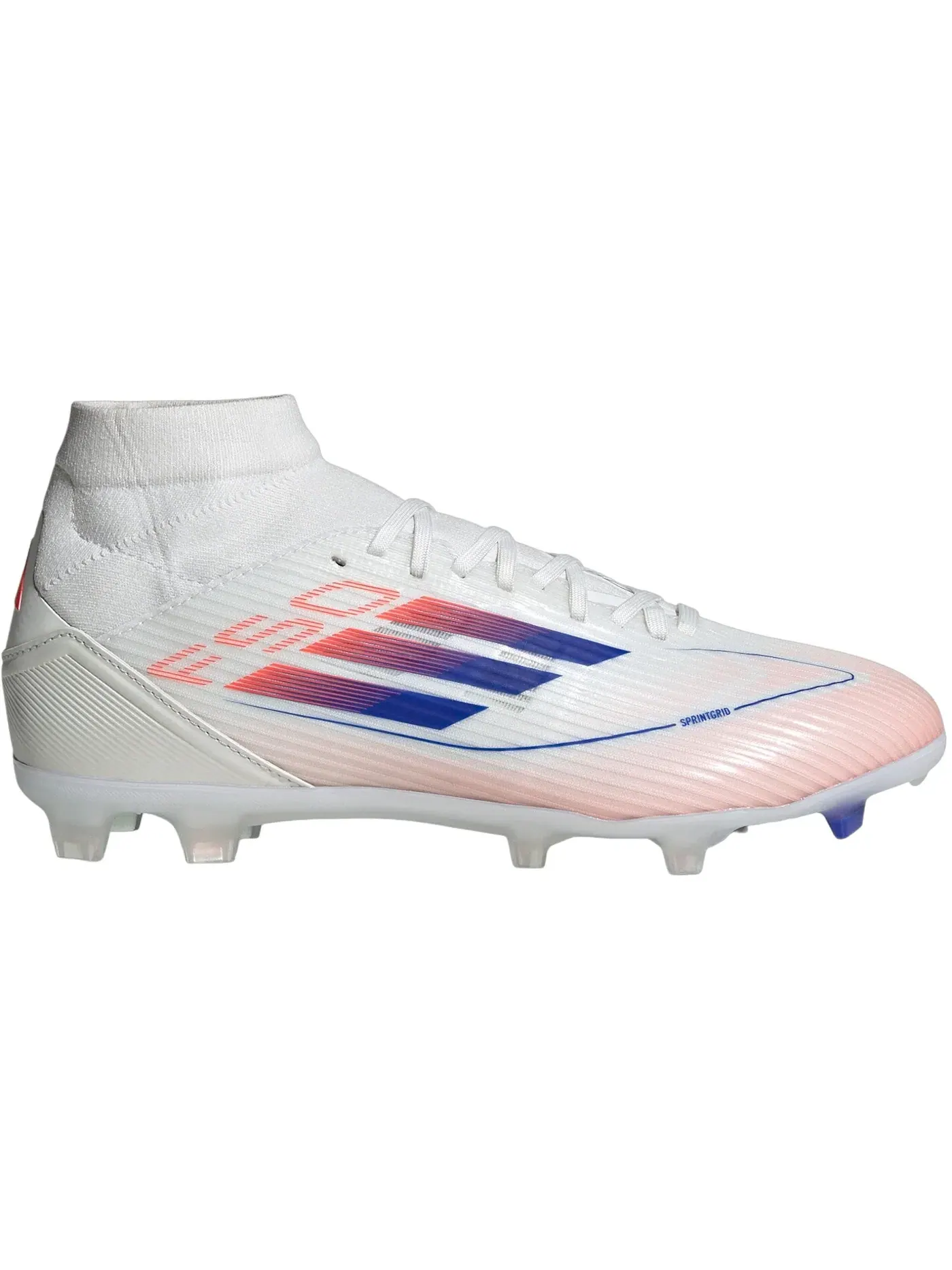 Женские бутсы Adidas F50 League Mid-Cut Firm/Multi-Ground — изображение 1 из 1, белый синий красный