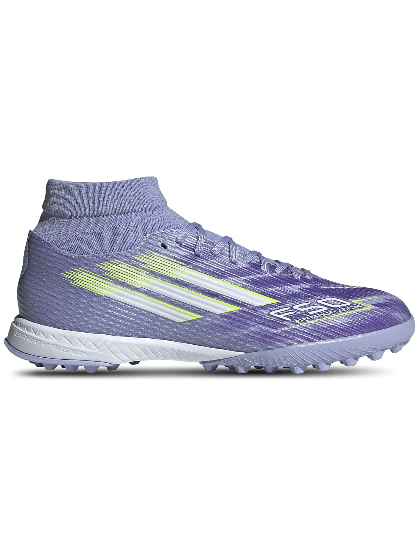 Женские бутсы для футбола с высоким берцем Adidas F50 League Mid-Cut TF — изображение 1 из 1, фиолетовый//фиолетовый