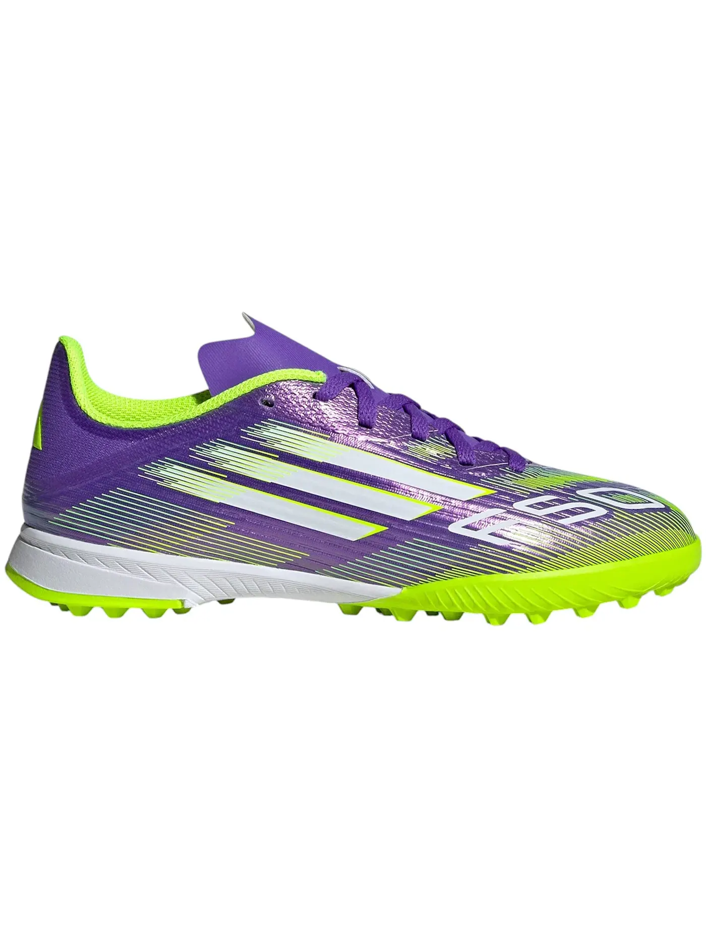 Детские бутсы футбольные с шипами Adidas F50 League TF — изображение 1 из 1, фиолетовый/белый