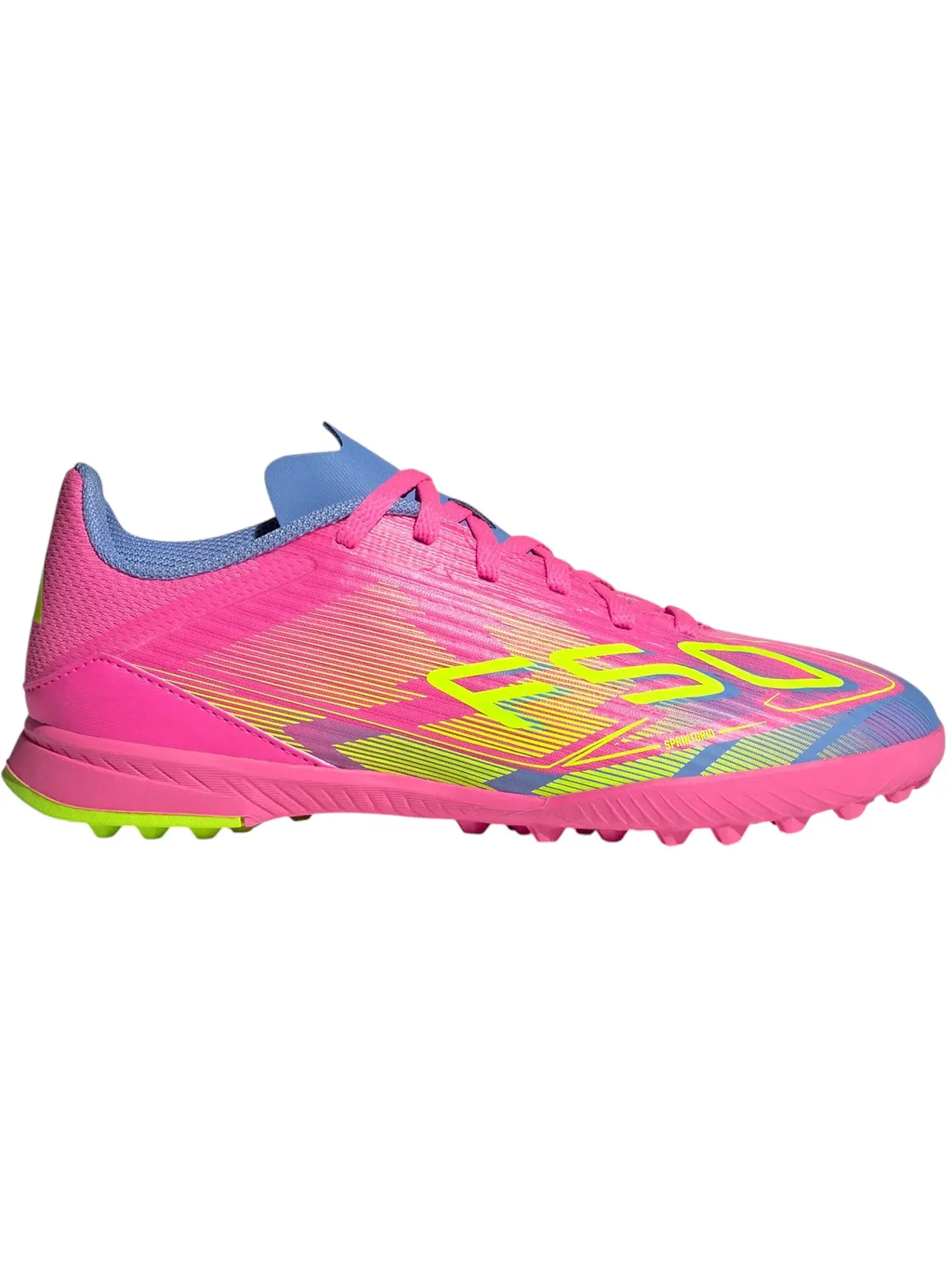 Детские бутсы для футбола с шипами Adidas F50 League Turf — изображение 1 из 1, розовый синий