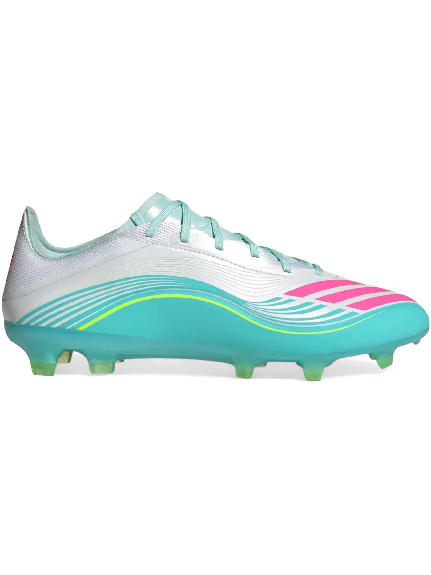 Мужские бутсы с длинными шипами Adidas F50 Pro FG — изображение 1 из 1, белый/розовый/голубой