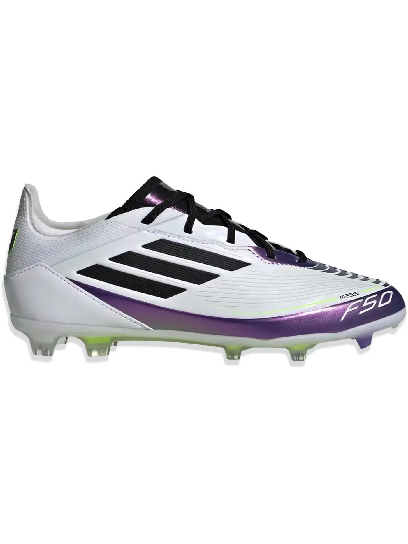 Детские бутсы с шипами F50 Pro FG Adidas — изображение 1 из 1, белый/черный/фиолетовый