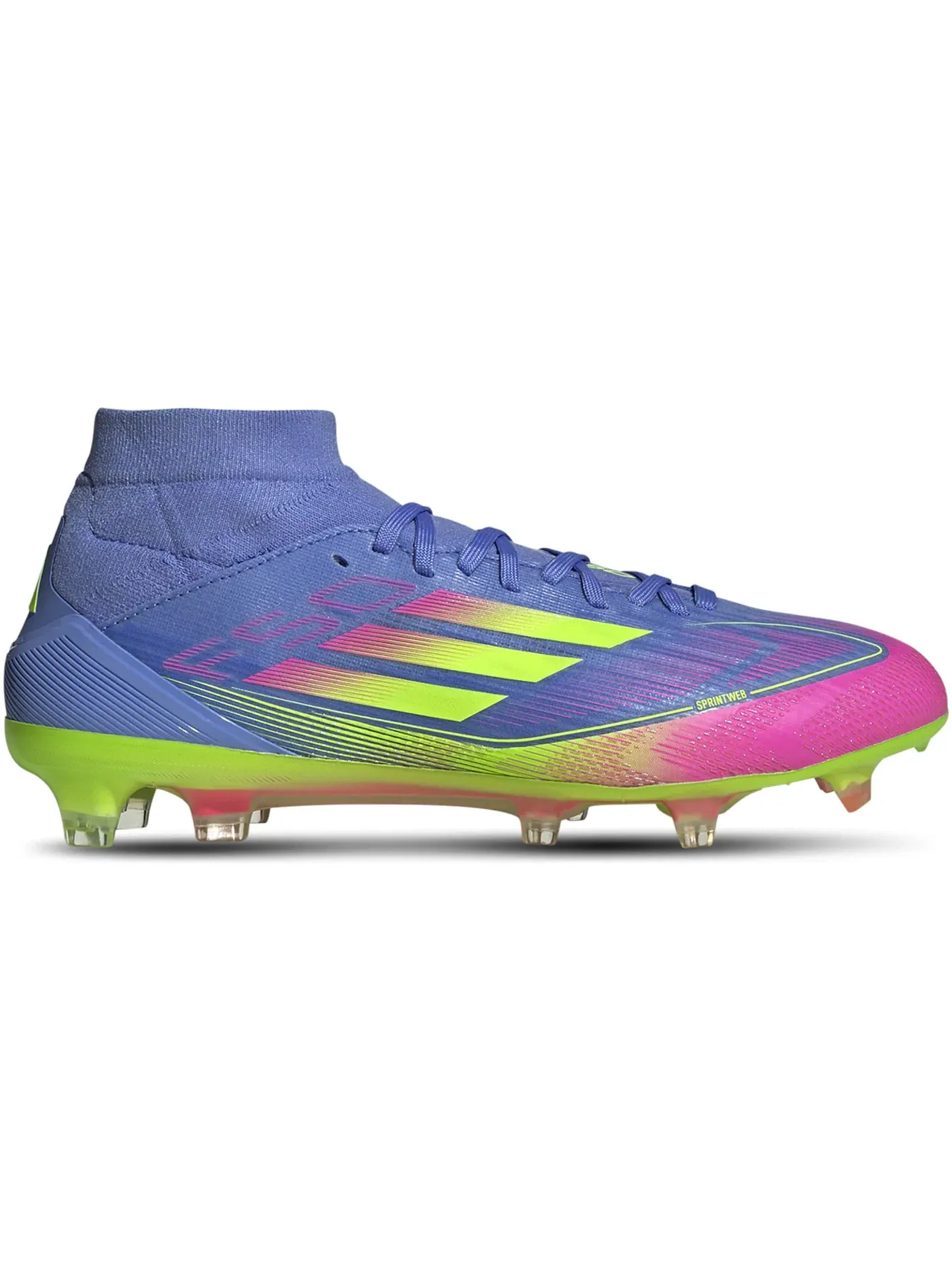 Женские бутсы с высоким берцем Adidas F50 Pro Mid-Cut FG — изображение 1 из 1, синий розовый