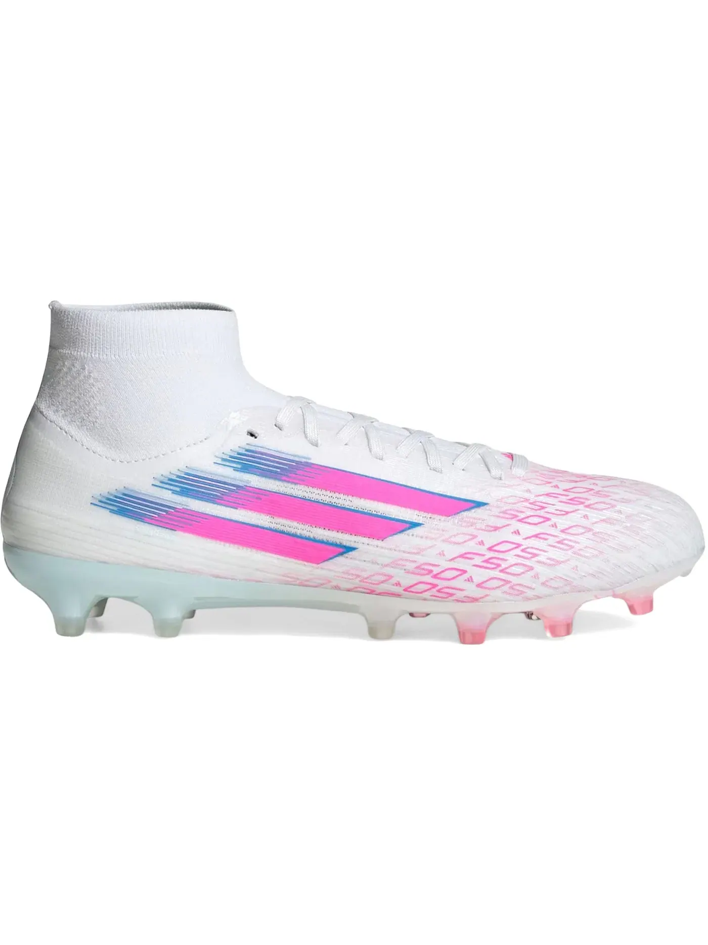 Женские бутсы Adidas F50 Pro Mid-Cut FG Sparkfusion Pack — изображение 1 из 1, белый/розовый/белый
