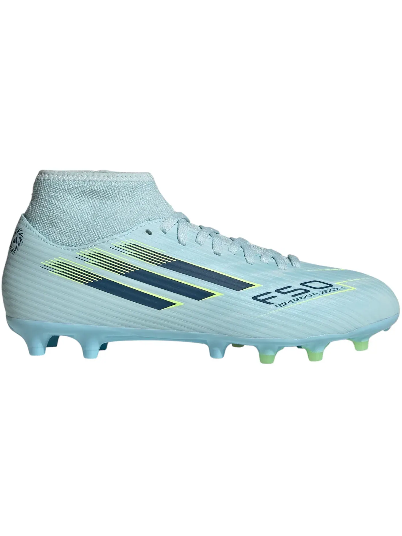 Женские бутсы с разрезным верхом Adidas F50 Sparkfusion Club Mid Cut FG/AG Ice Cold Precision Pack — изображение 1 из 1