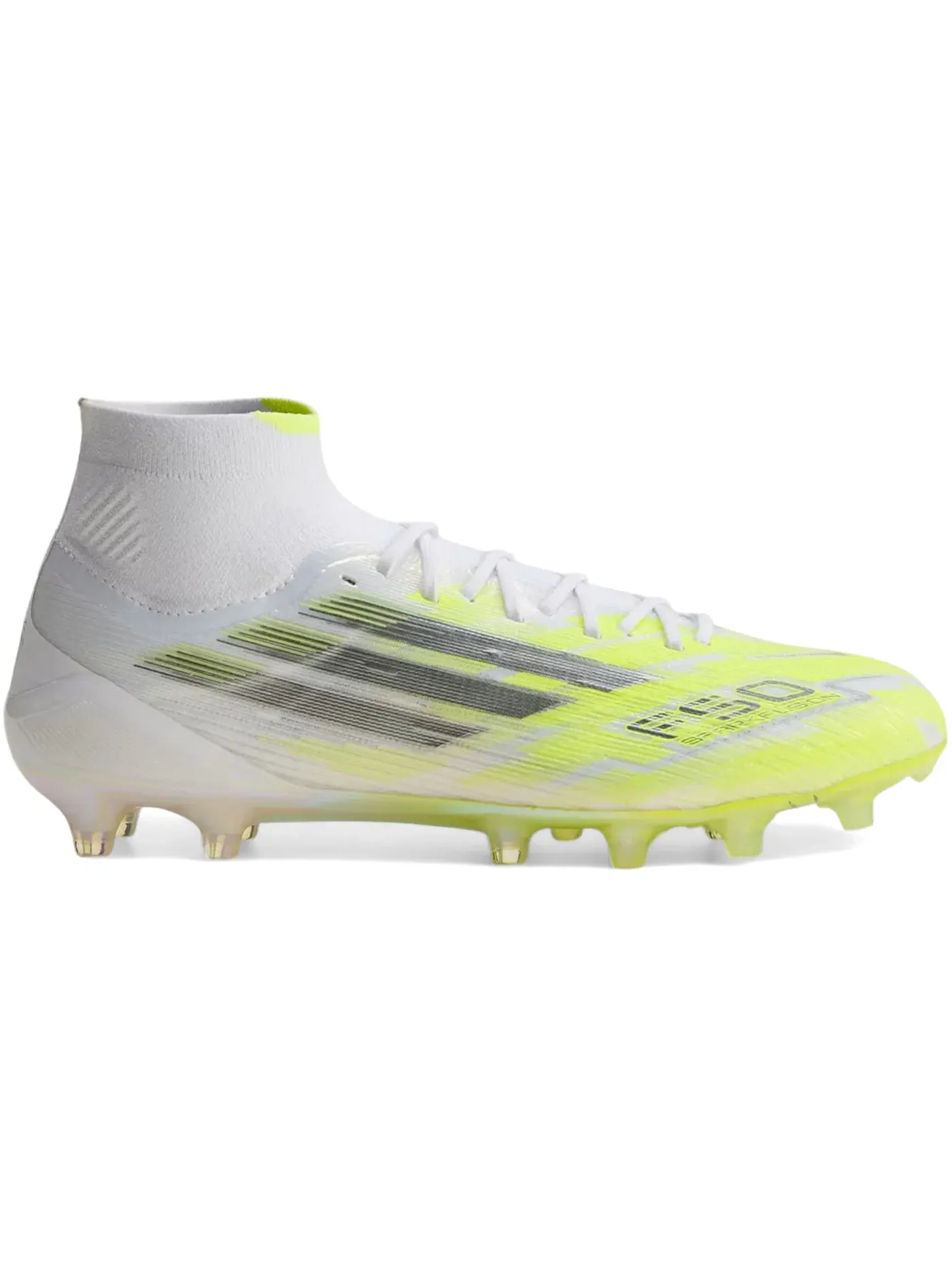 Женские бутсы с высоким берцем Adidas F50 Sparkfusion Elite Mid Cut FG/AG — изображение 1 из 1, белый/металлик/-желтый