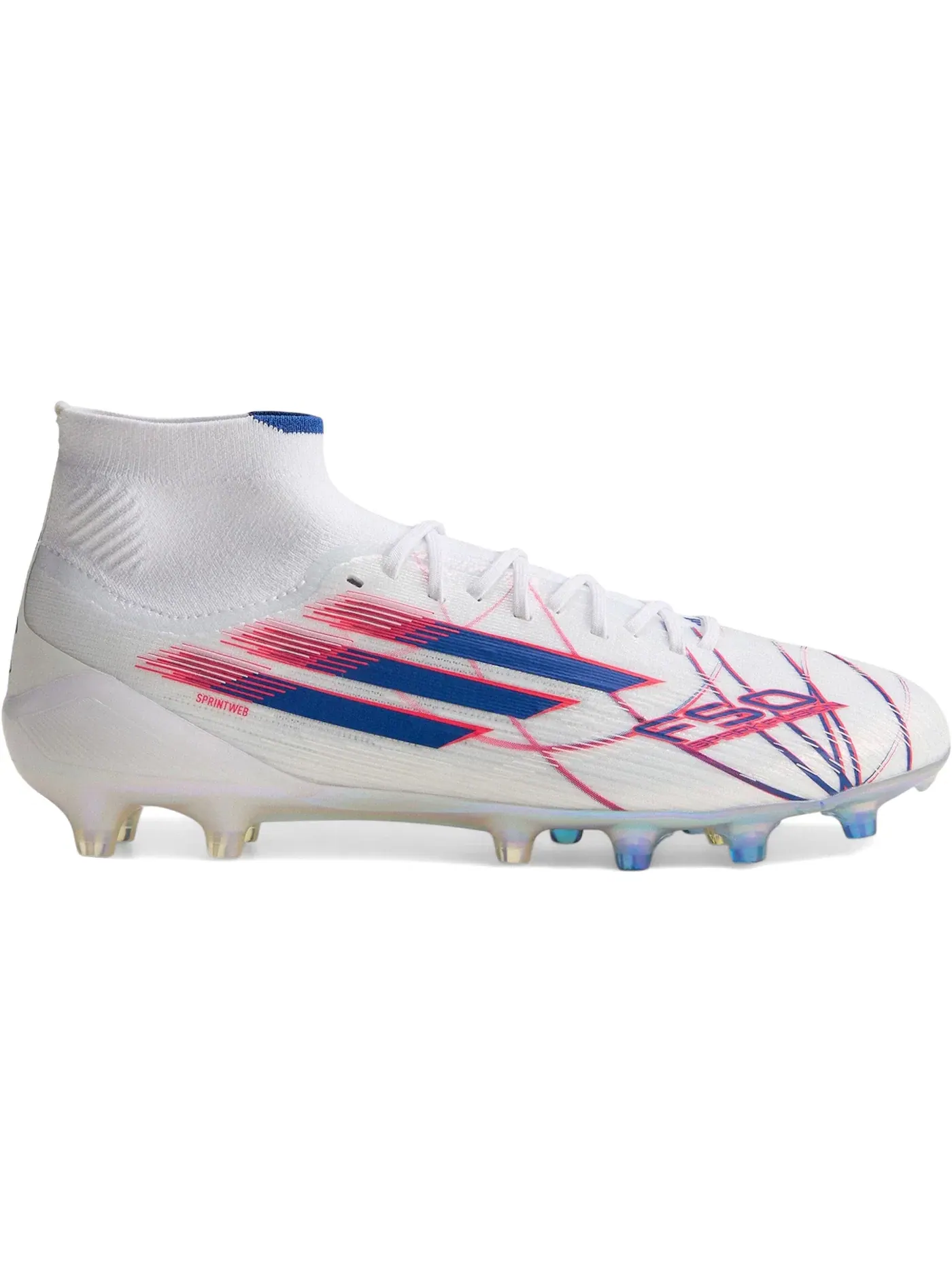 Женские бутсы с высоким берцем Sparkfusion Elite Mid-Cut FG/AG Adidas — изображение 1 из 1, белый/синий/красный
