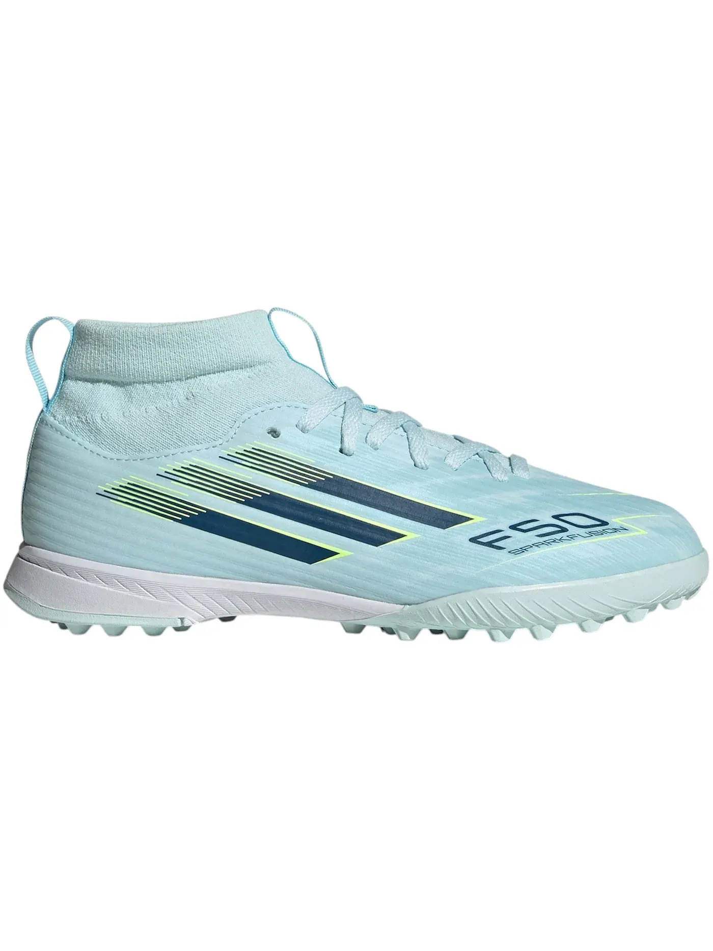Детские бутсы с принтом Adidas F50 Sparkfusion League Mid Cut TF — изображение 1 из 1, синий//-желтый