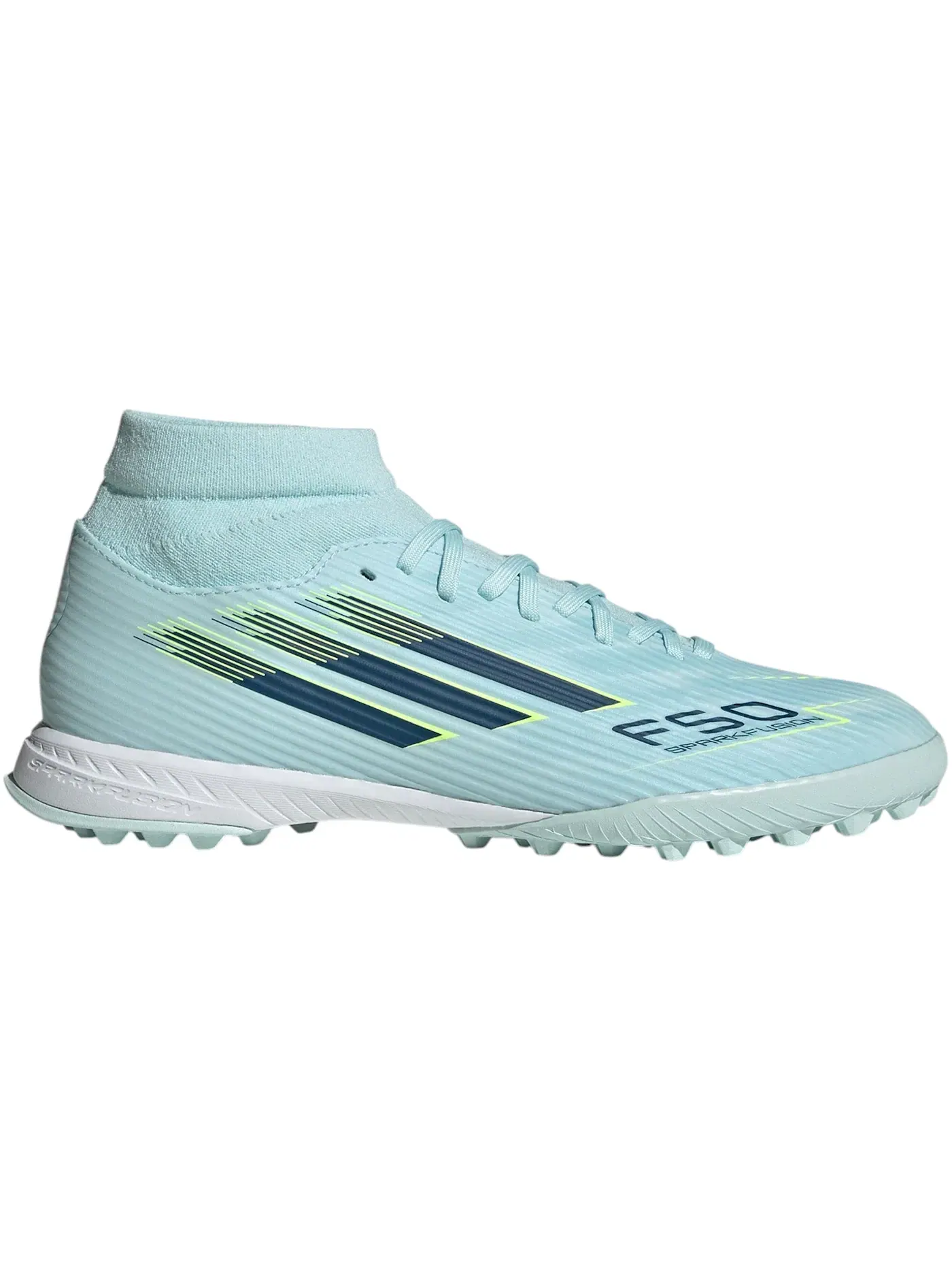 Женские бутсы с высоким верхом F50 Sparkfusion League Mid Cut TF Adidas — изображение 1 из 1, синий//-желтый