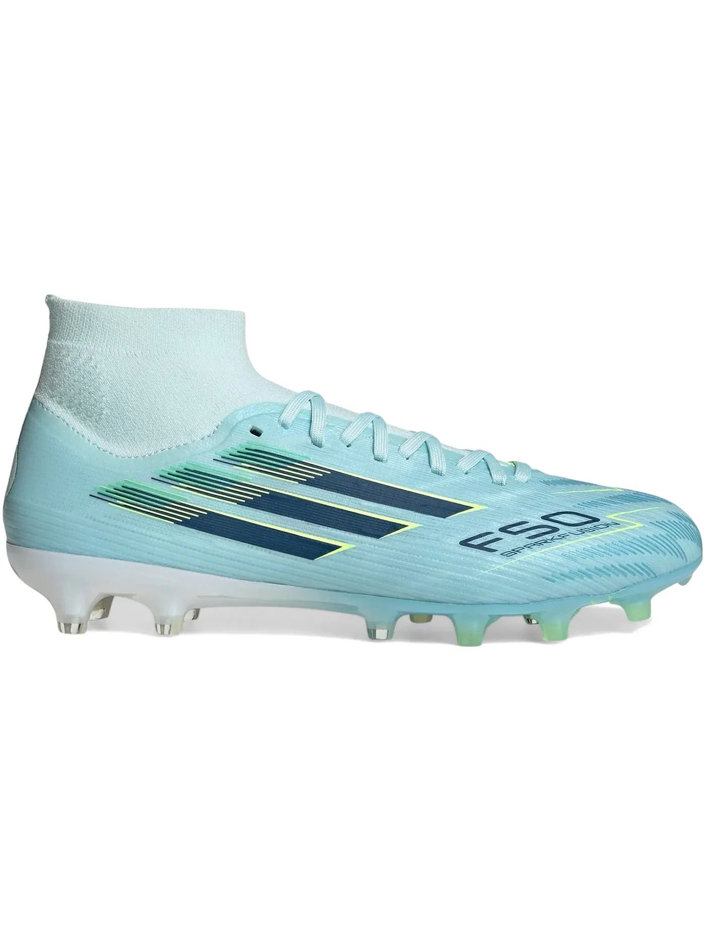 Женские бутсы для футбола с шипами FG/AG Adidas F50 Sparkfusion Pro Mid Cut — изображение 1 из 1, синий//-желтый