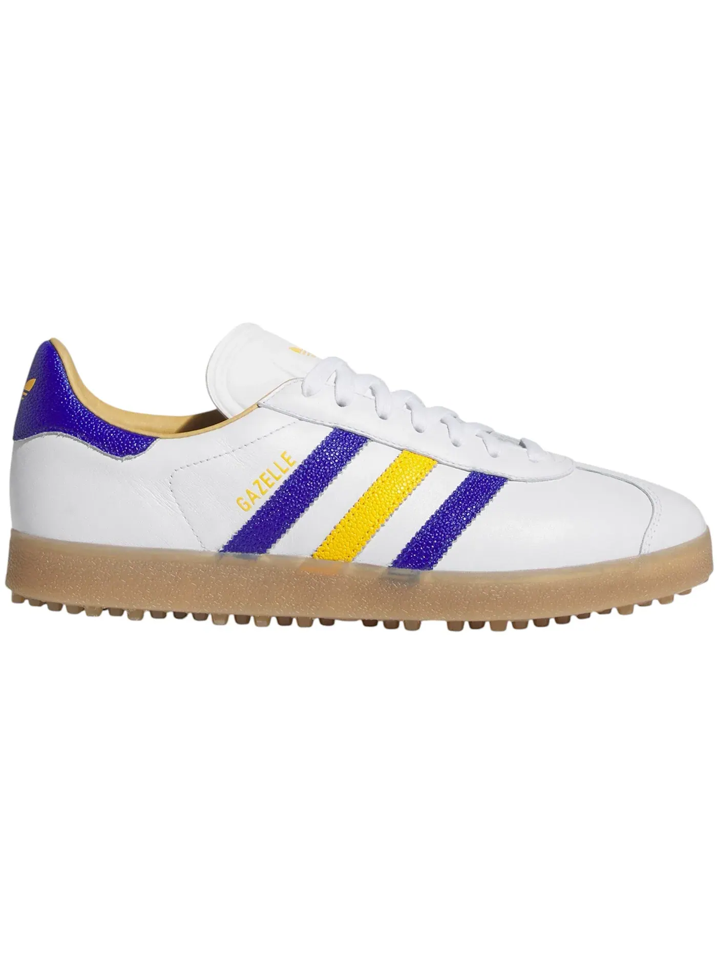 Мужские шиповки Adidas Gazelle Leather Spikeless Golf — изображение 1 из 1, белый синий желтый